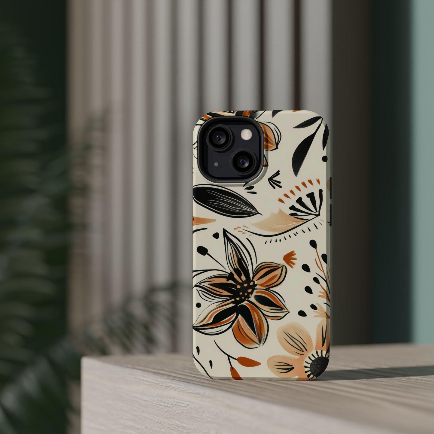 Floral abstract phone case, Magsafe iphone case compatible with iPhone 16 15 14 13 pro max, cute mosaic phone case