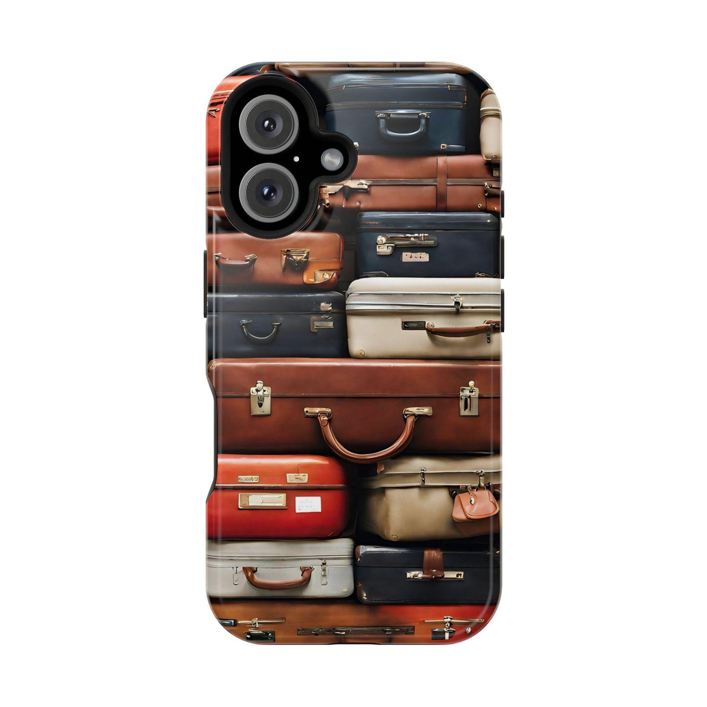 Vintage luggage phone case, Magsafe compatible tough case, for iPhone 16 pro max,iphone 16 pro, iphone 15 pro max, travelers gift