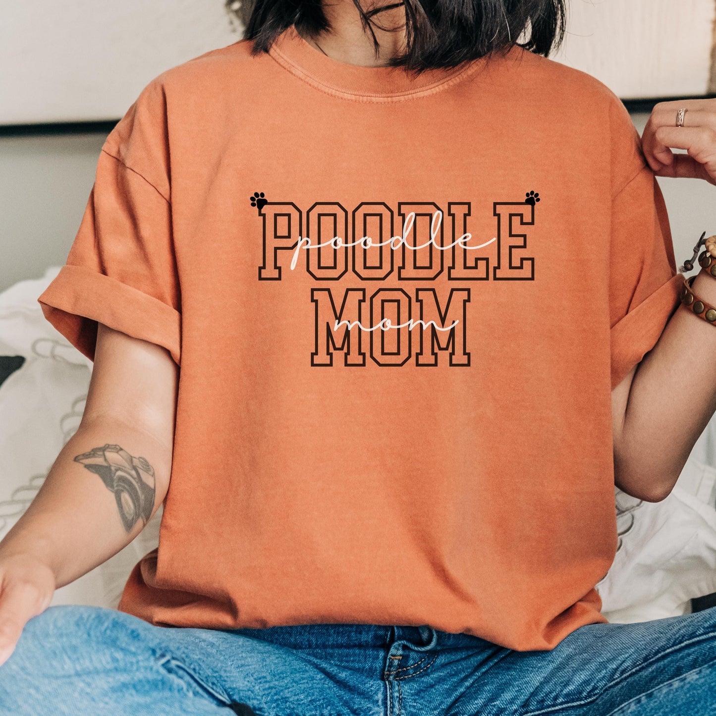 Comfort Colors poodle mom shirt, dog mom tshirt gift, dog paw shirt for poodle mom, cute gift for dog owner, poodle mama tshirt