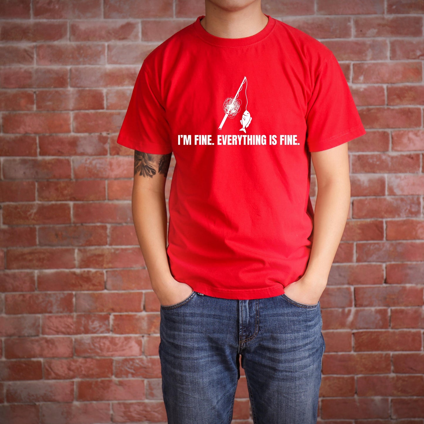 Funny fishing tshirt, It's fine I'm Fine Everything is fine shirt, Fisherman tshirt, Sarcastic Mental health Shirt, adult humor shirt