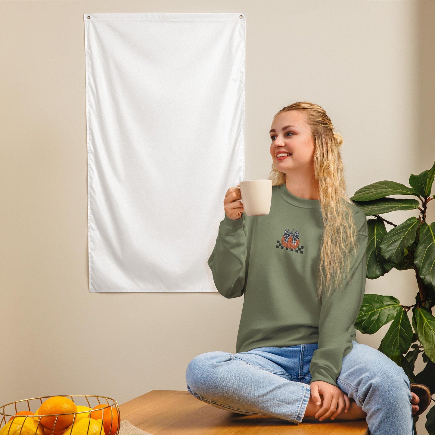 Embroidered coquette pumpkin sweatshirt, cute halloween sweatshirt, spooky fall sweatshirt gift for mom grandma friend