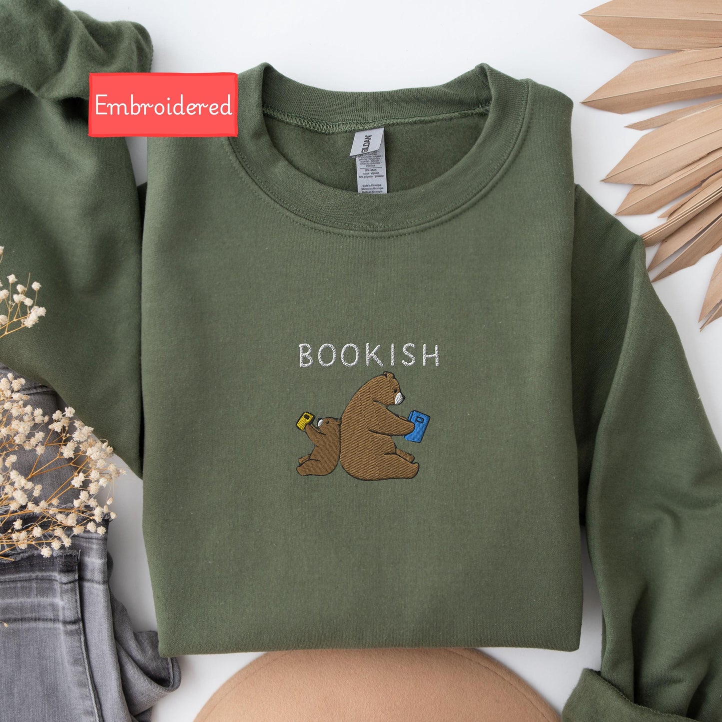 Embroidered funny bookish sweatshirt, reading mama and mini bear sweatshirt, book lover sweater fall, book club sweater