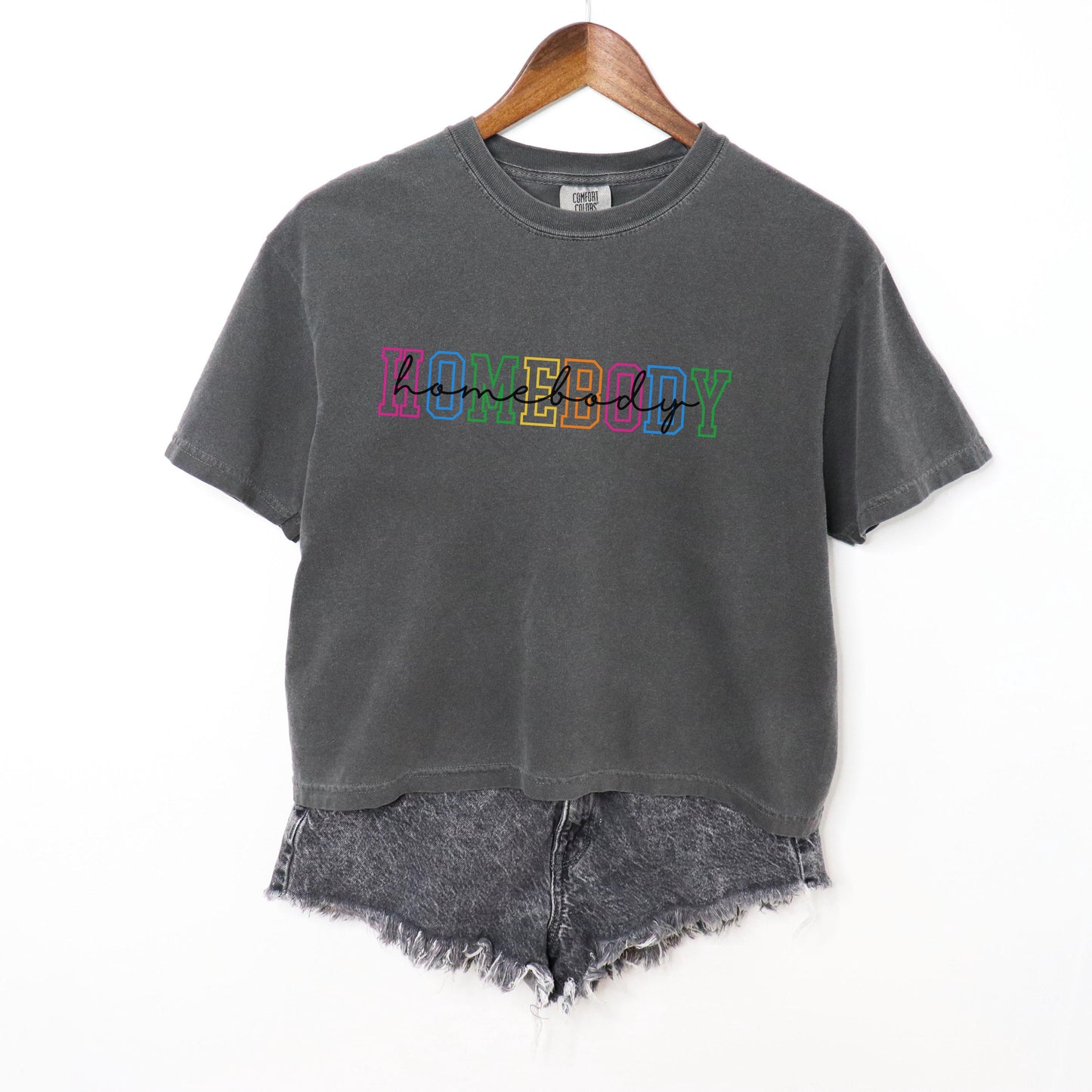 Comfort Colors Homebody crop top, soft funny boxy tee, introvert women shirt, Loungewear Stay at home tshirt, cozy shirt for women