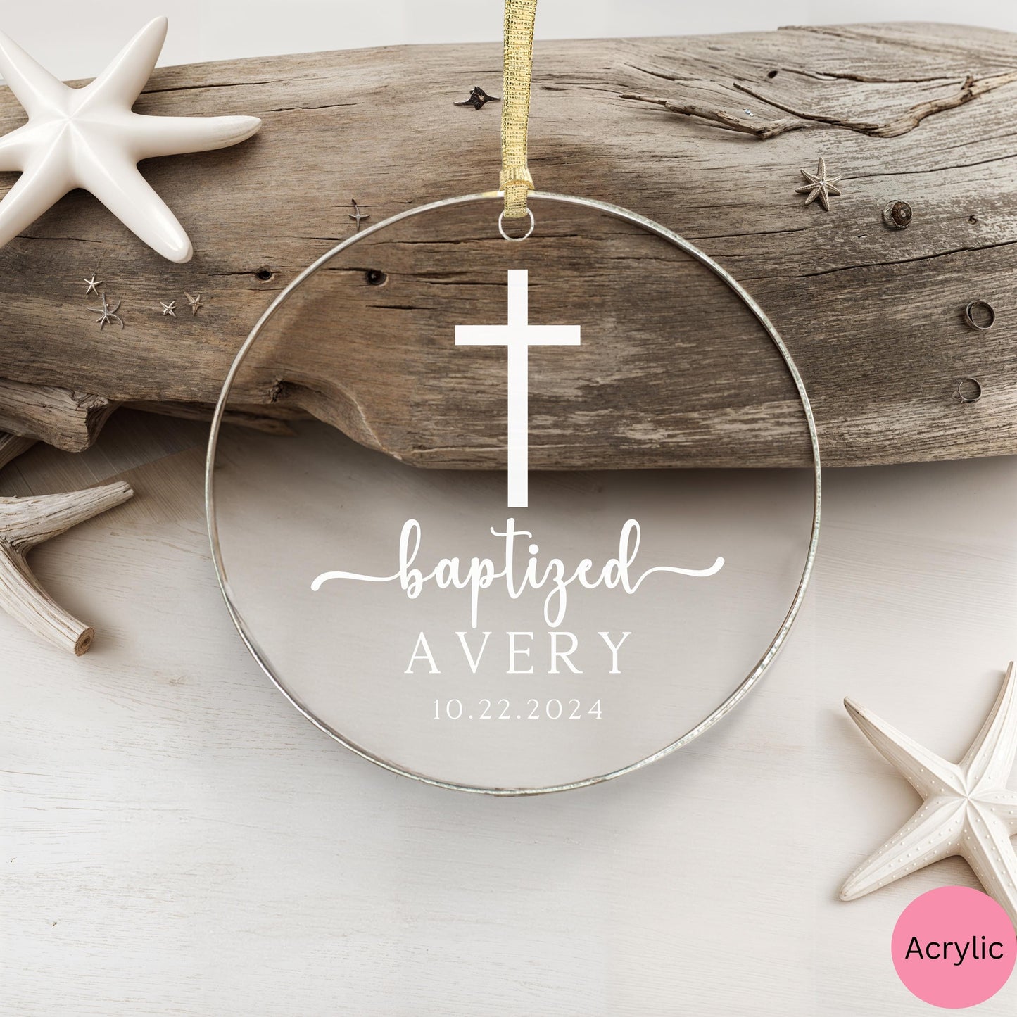 Custom baptism ornament, personalized christian ornament gift, faith gift for christian, ornament with baptism date, faith based ornament