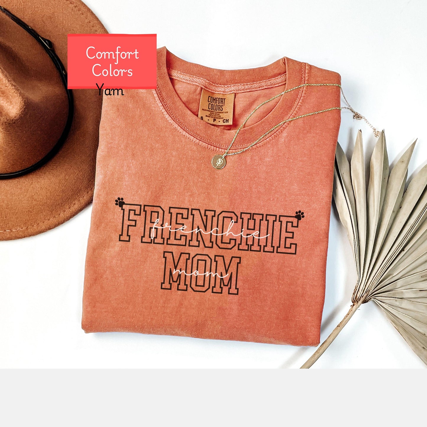 Comfort Colors Frenchie mom shirt, dog mom tshirt gift, dog paw shirt for french bulldog mom, cute gift for dog owner, frenchie mama tshirt