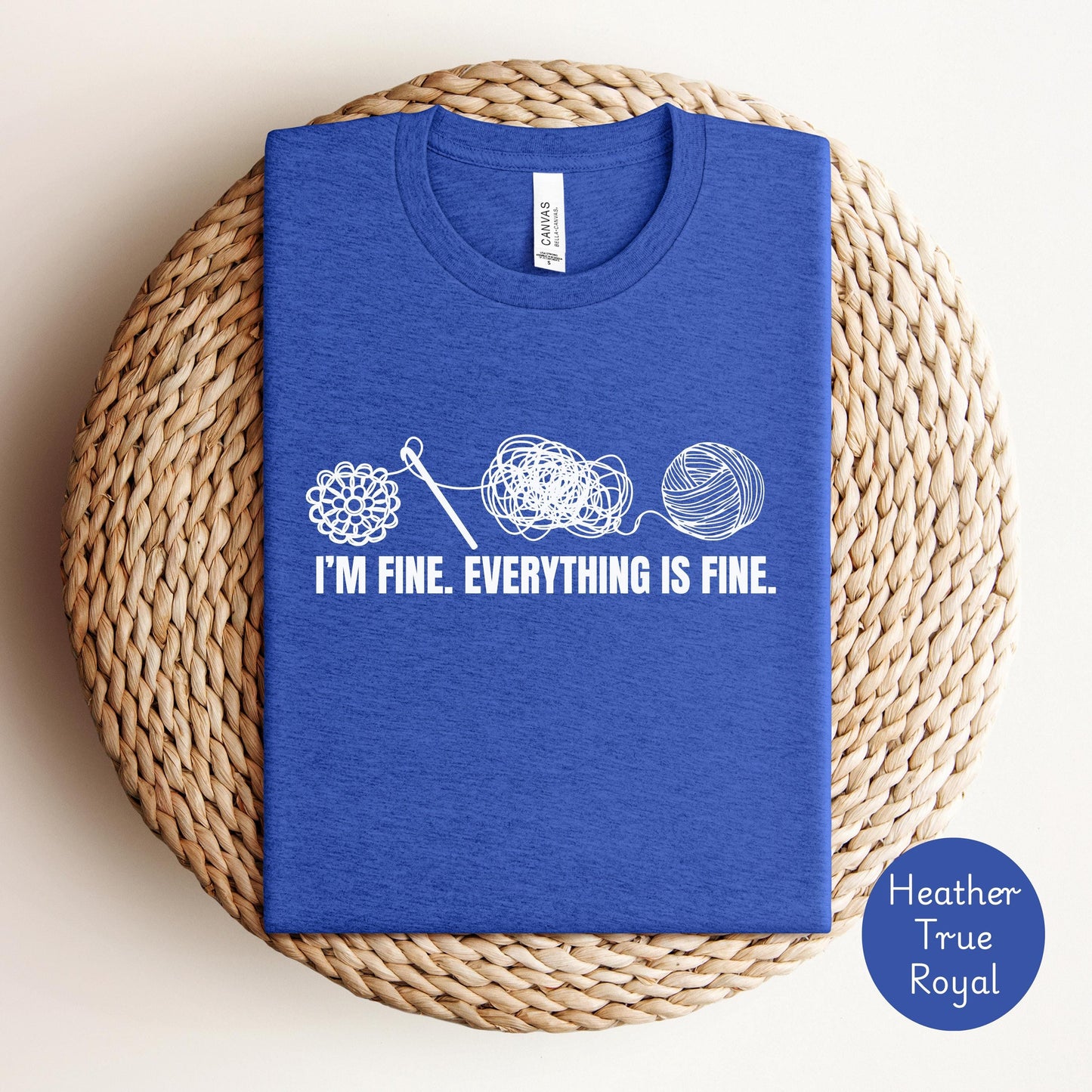 Funny knitting shirt, It's fine I'm Fine Everything is fine shirt, Cute crochet yarn shirt, Sarcastic humor knitter shirt for crochet lovers