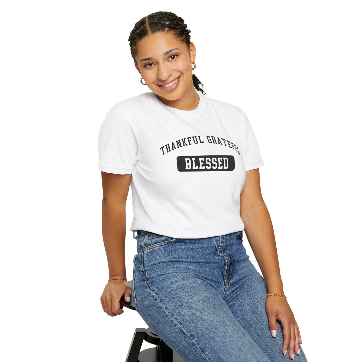 Comfort Colors Thankful Grateful Blessed tshirt, cute thanksgiving tshirt, Christian encouraging tshirt, religious shirt gift for Christian