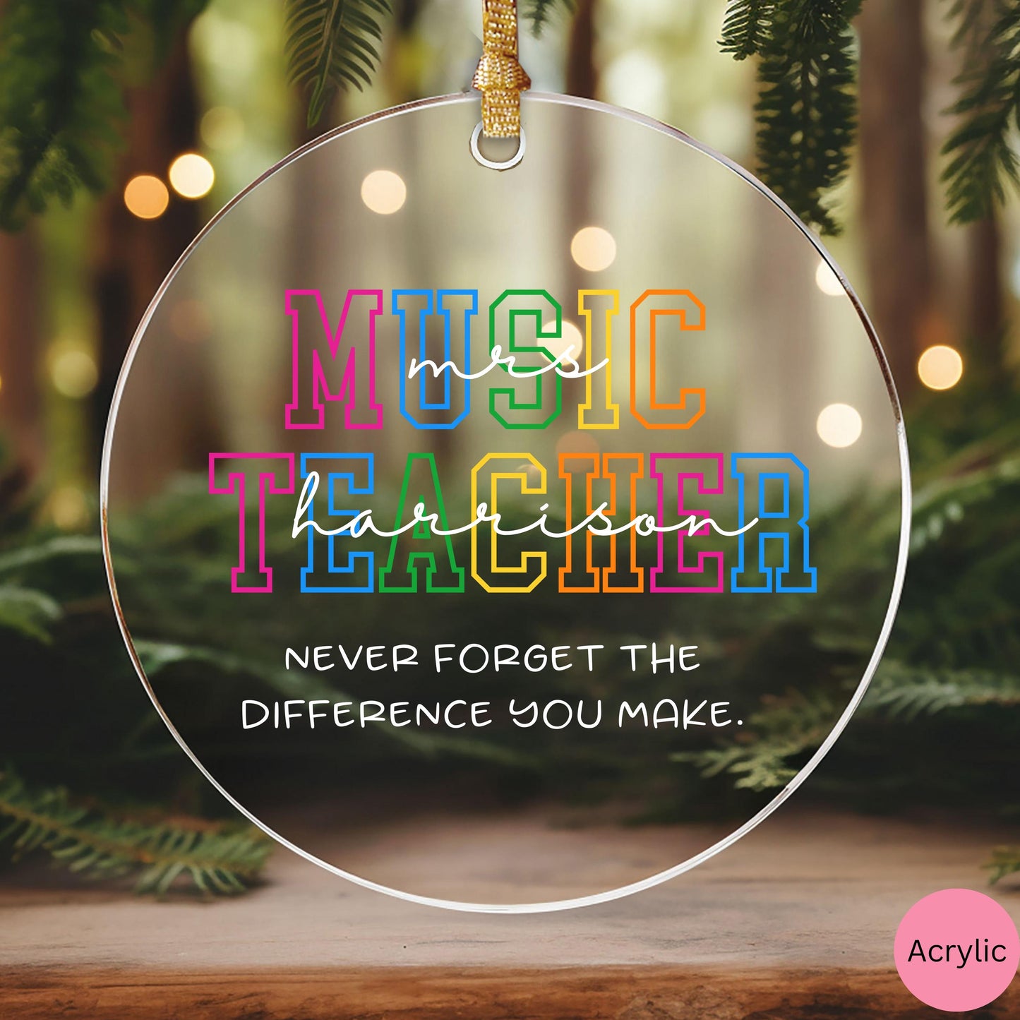 Personalized Music Teacher ornament, christmas ornament elementary teacher, personalized glass & acrylic ornament, teacher appreciation gift