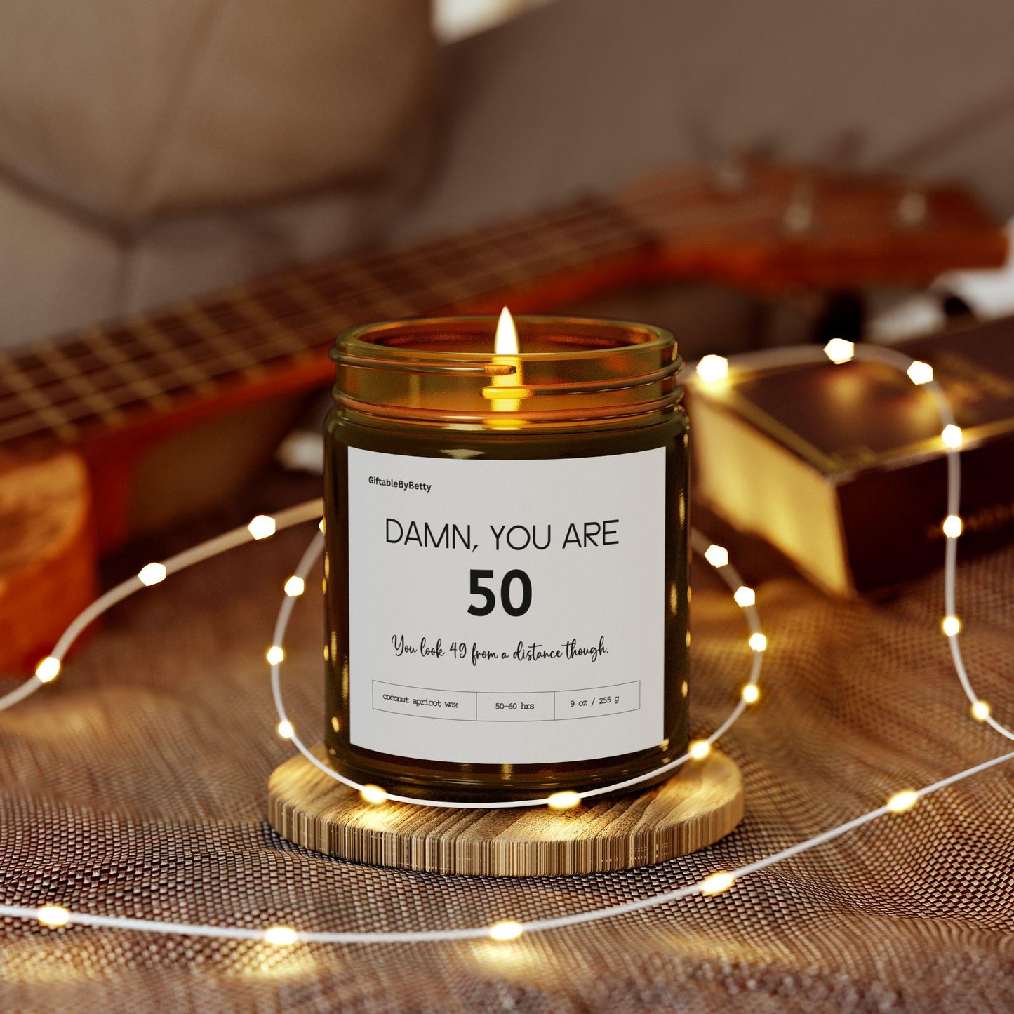 Funny 50th birthday Candle, corporate gift for coworker, best friend candle for birthday, fifty and fabulous, gag gift candle for bestie