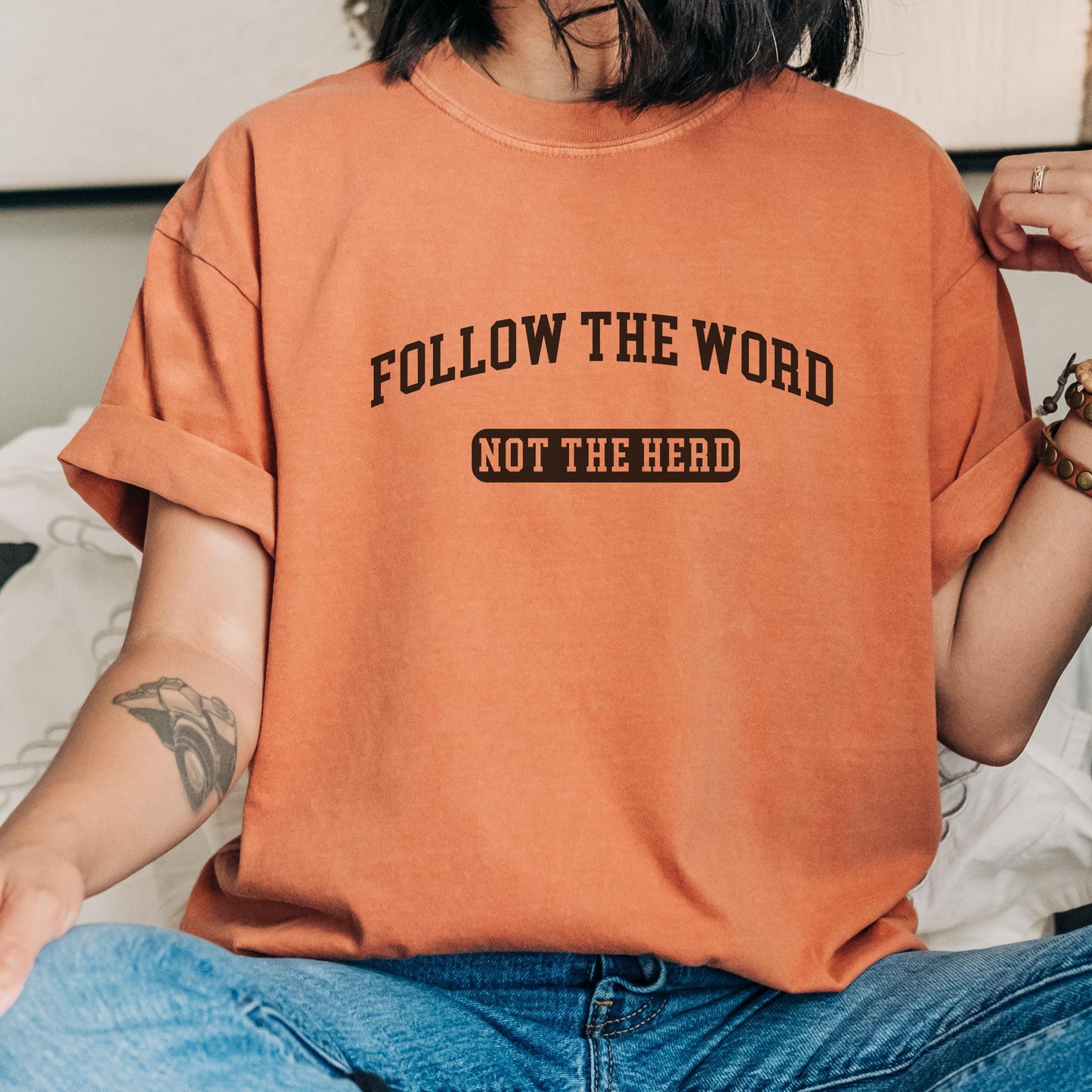 Comfort Colors Christian shirt, Follow the word not the herd shirt, bible verse shirt, faith tshirt, religious encouraging shirt