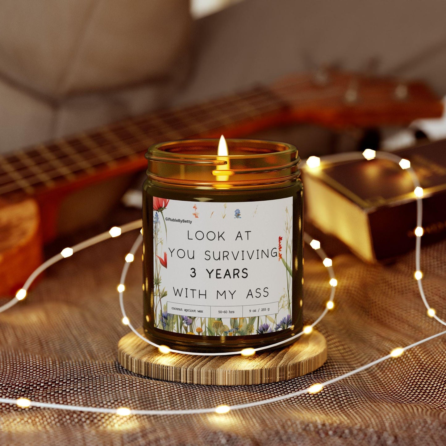 Third Year Anniversary Candle, Funny 3 Year Anniversary Gift for Husband, 3 year relationship gift for boyfriend girlfriend, 3 Years Married