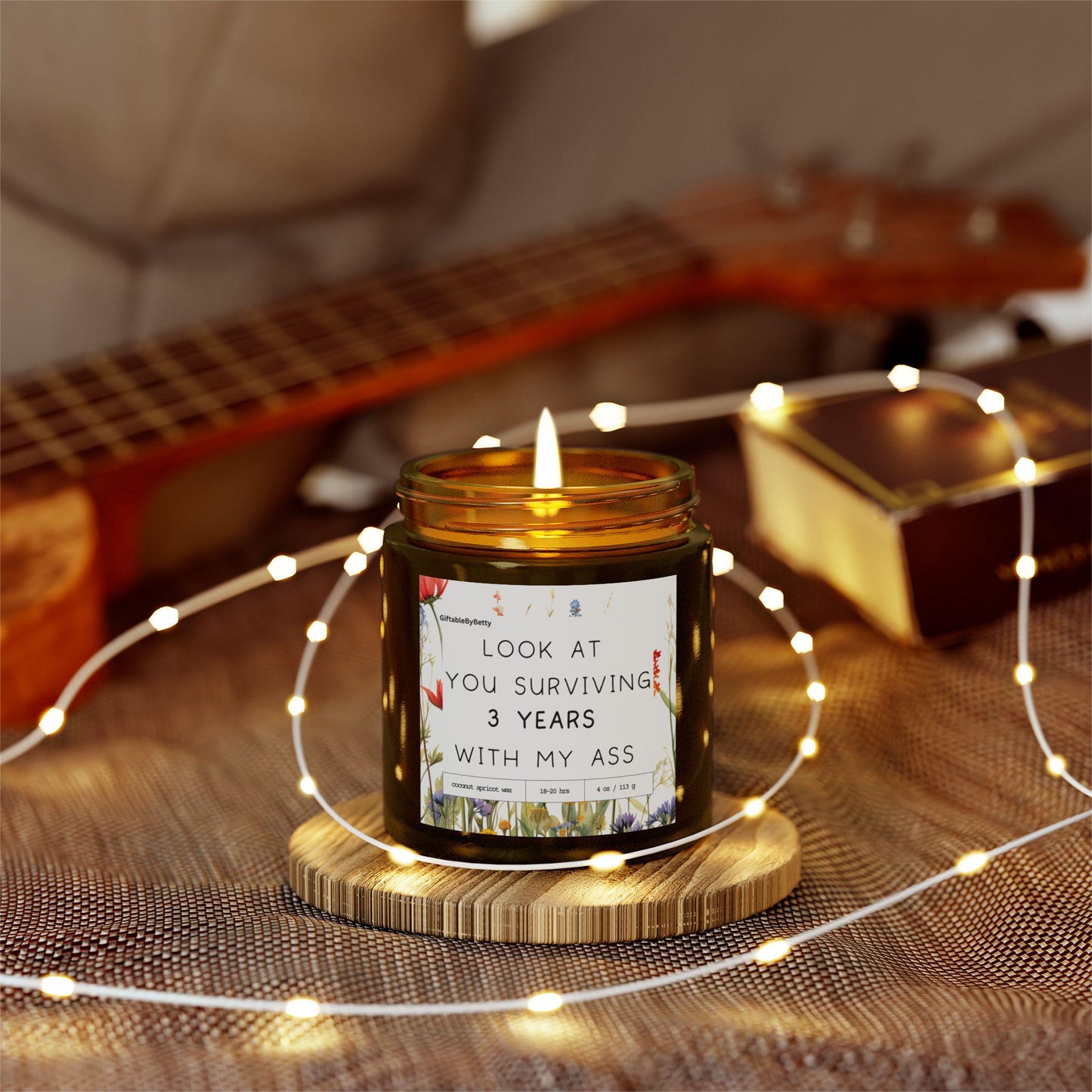 Third Year Anniversary Candle, Funny 3 Year Anniversary Gift for Husband, 3 year relationship gift for boyfriend girlfriend, 3 Years Married