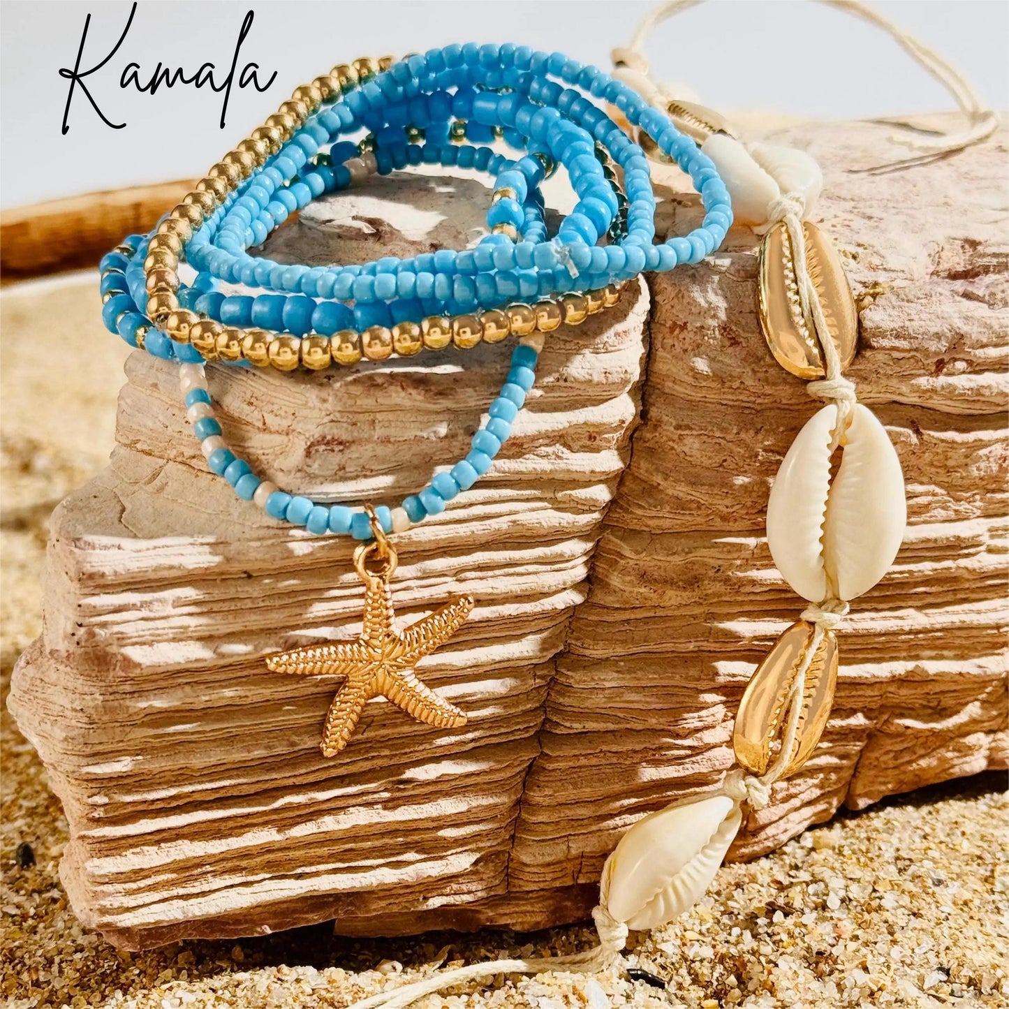 Blue Friendship Bracelet set, Solidarity Bracelet for Kamala Harris, Kamala Blue Bracelet with seashells, gift for friend, gift for mom dad