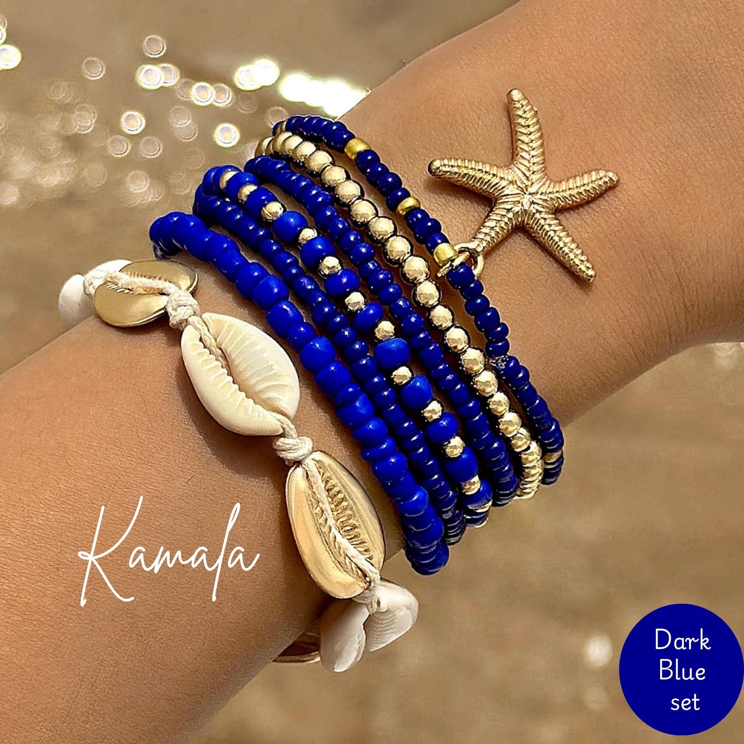Blue Friendship Bracelet set, Solidarity Bracelet for Kamala Harris, Kamala Blue Bracelet with seashells, gift for friend, gift for mom dad