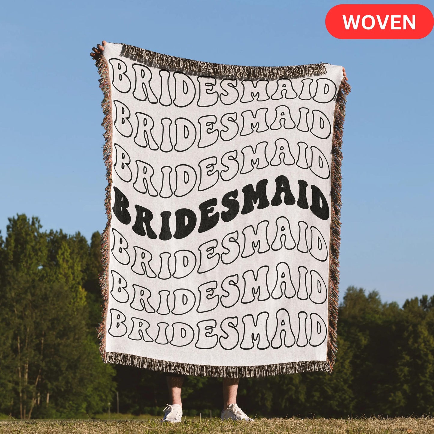 Bridesmaid Proposal Woven Blanket, Camp Bachelorette Party Blanket, Will You Be My Bridesmaid gift, Cotton Blanket for Wedding Gift