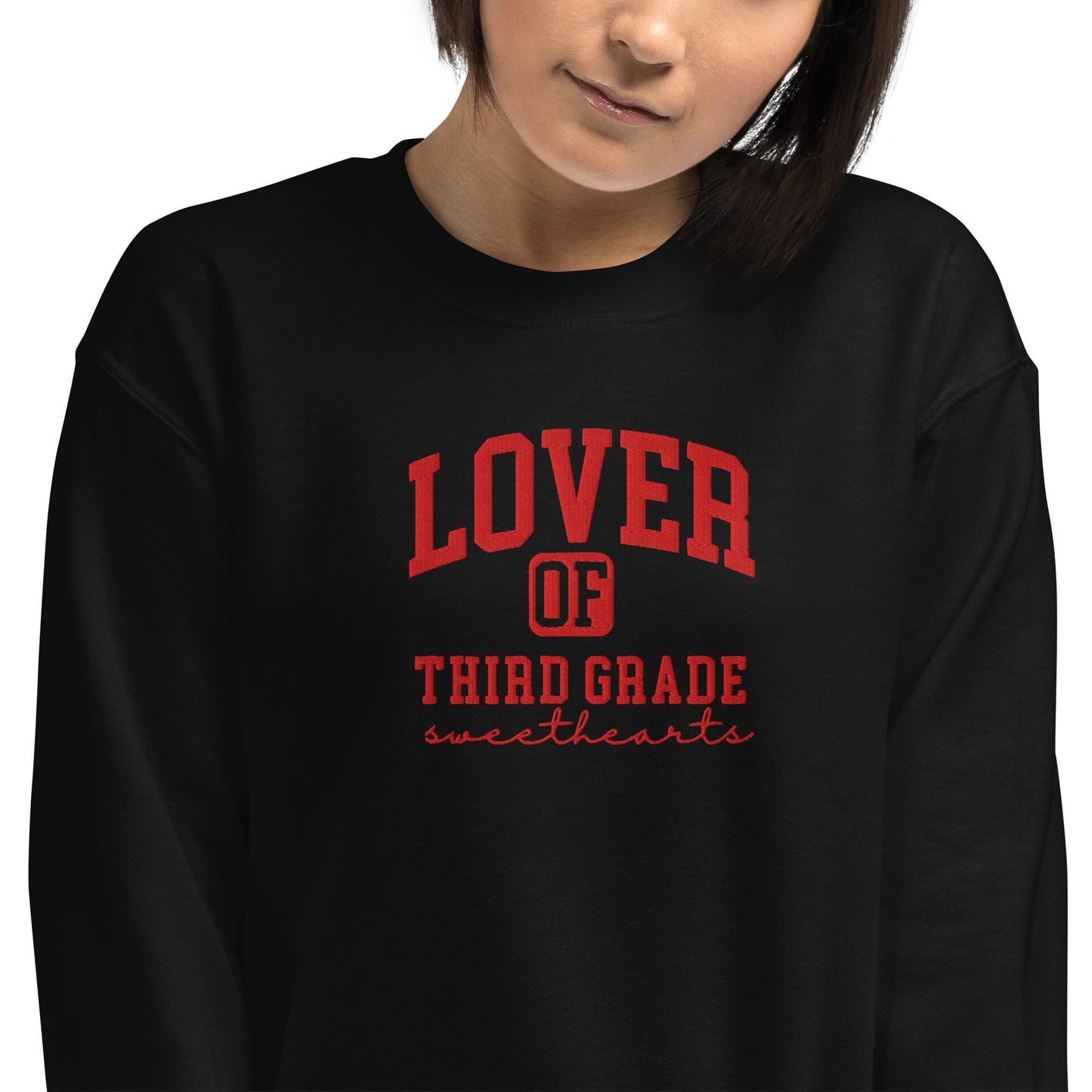 Embroidered Personalized Teacher Sweatshirt Valentines, Third Grade Teacher Valentines Day Gift, Teacher appreciation gift