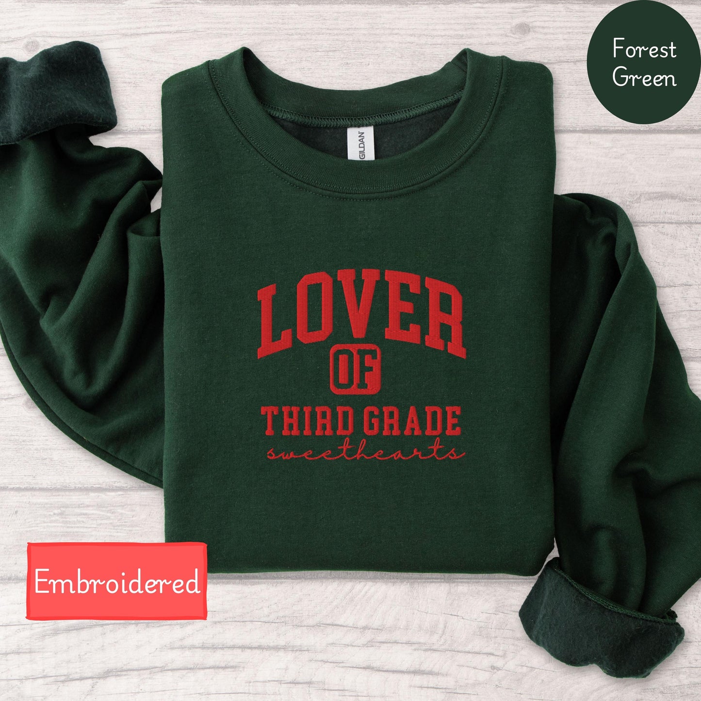 Embroidered Personalized Teacher Sweatshirt Valentines, Third Grade Teacher Valentines Day Gift, Teacher appreciation gift