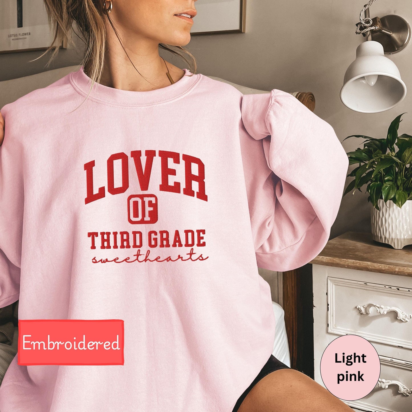 Embroidered Personalized Teacher Sweatshirt Valentines, Third Grade Teacher Valentines Day Gift, Teacher appreciation gift