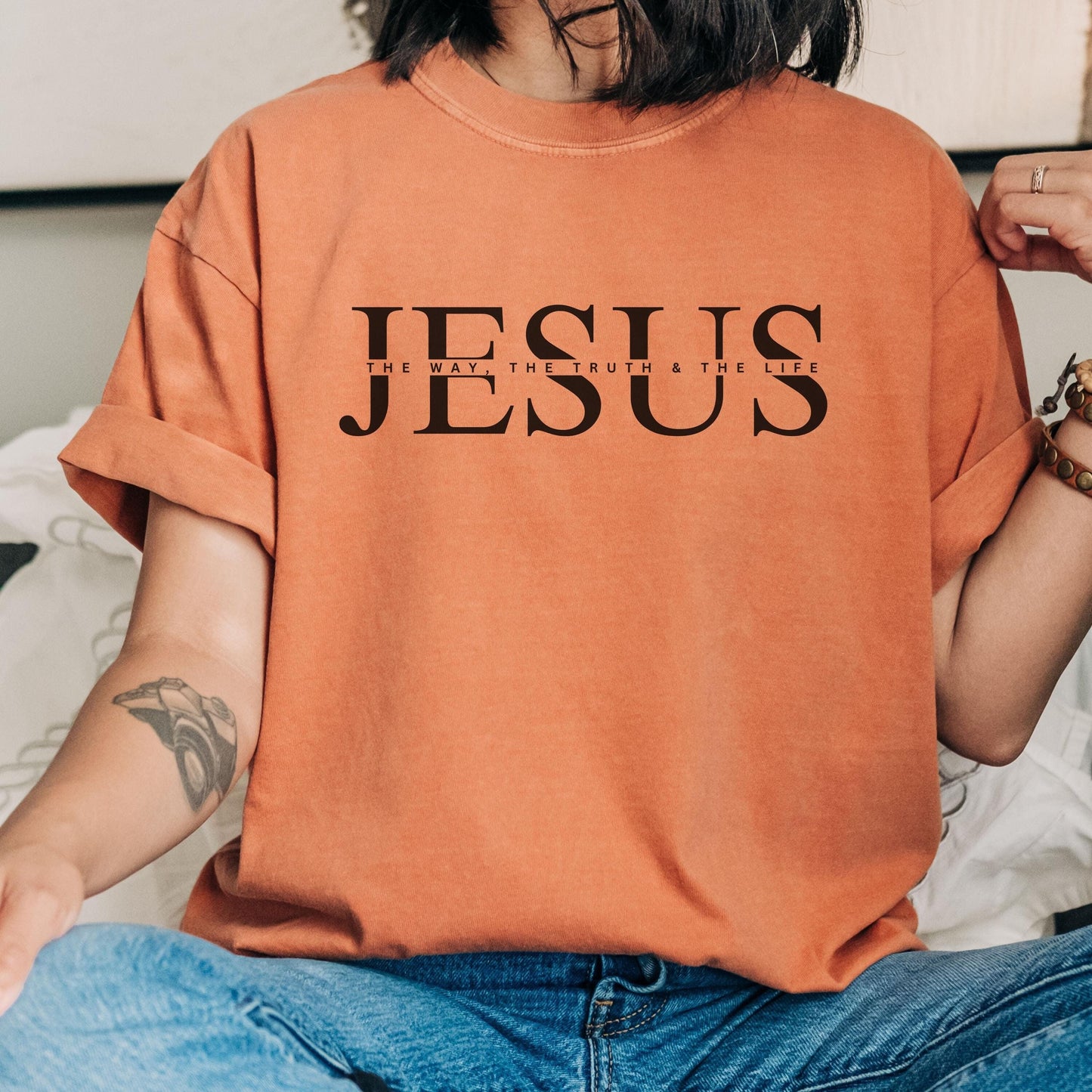 Comfort colors Jesus shirt, Christian tshirt faith gift, Jesus is the way the truth and the life shirt, religious tshirt
