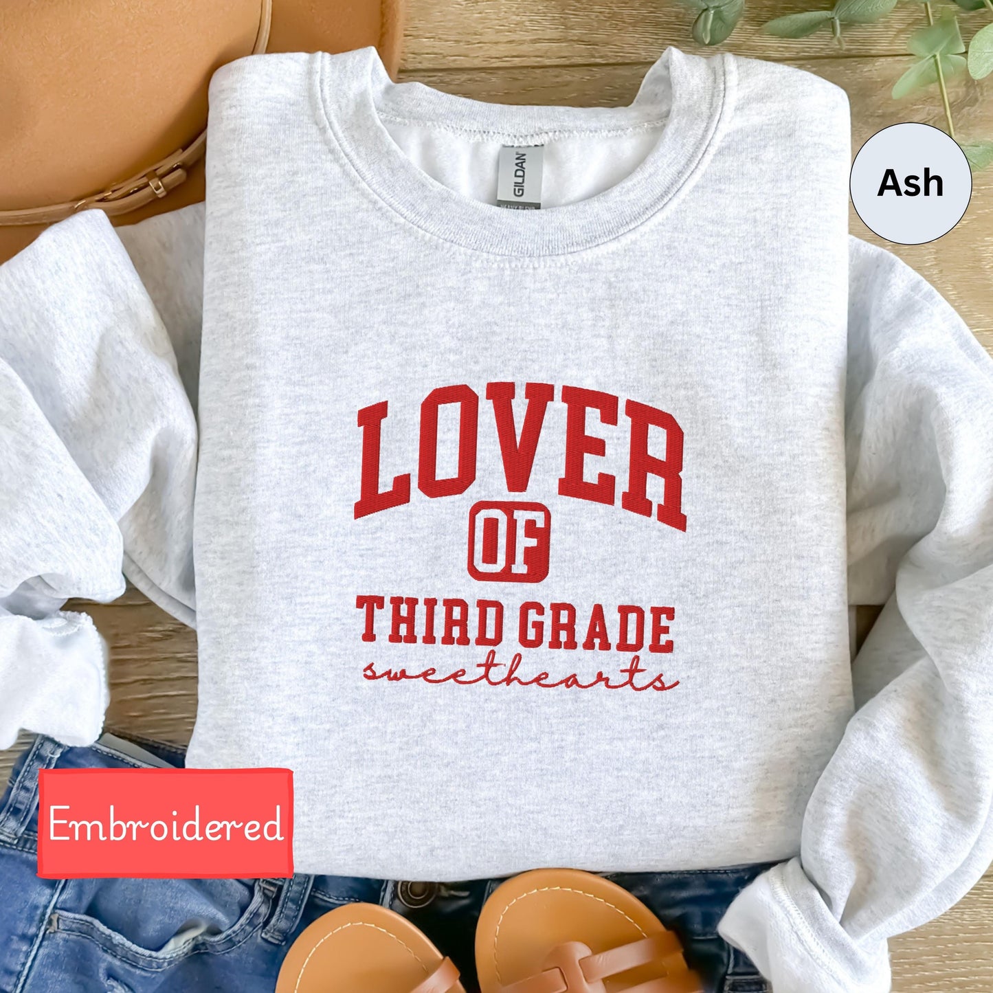 Embroidered Personalized Teacher Sweatshirt Valentines, Third Grade Teacher Valentines Day Gift, Teacher appreciation gift