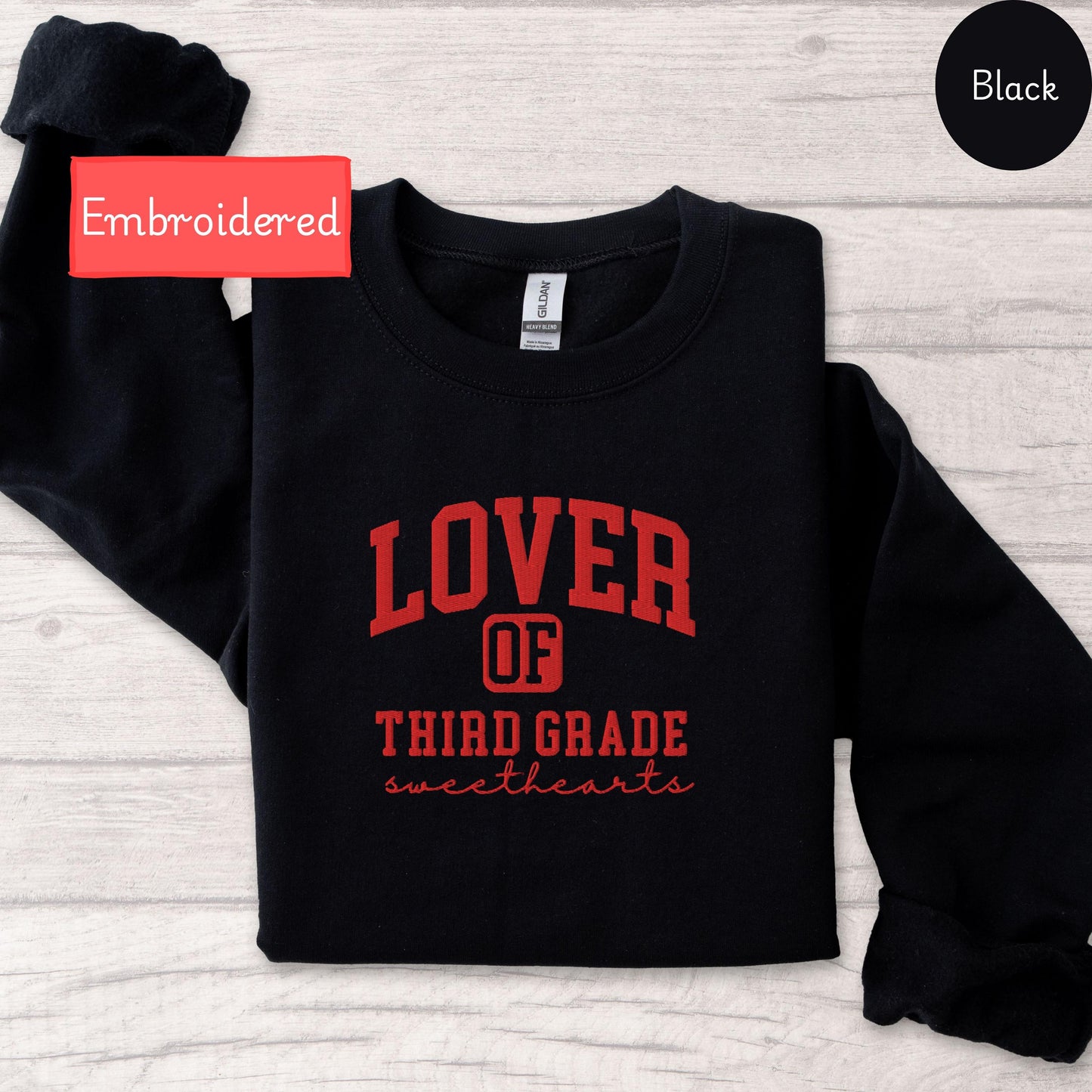 Embroidered Personalized Teacher Sweatshirt Valentines, Third Grade Teacher Valentines Day Gift, Teacher appreciation gift