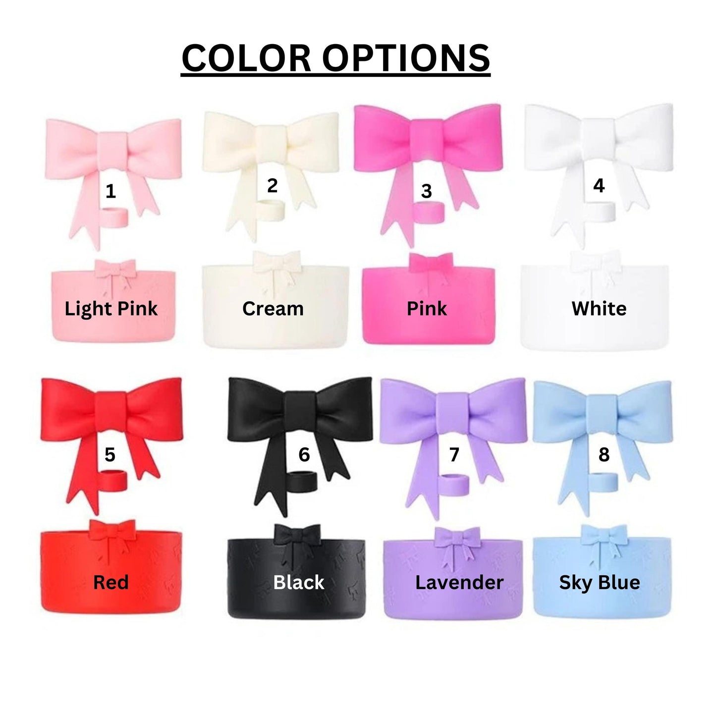 3 Pcs 40 oz tumbler accessories, coquette bow straw topper, handle charm and tumbler boot, cute tumbler charms, birthday gift for her