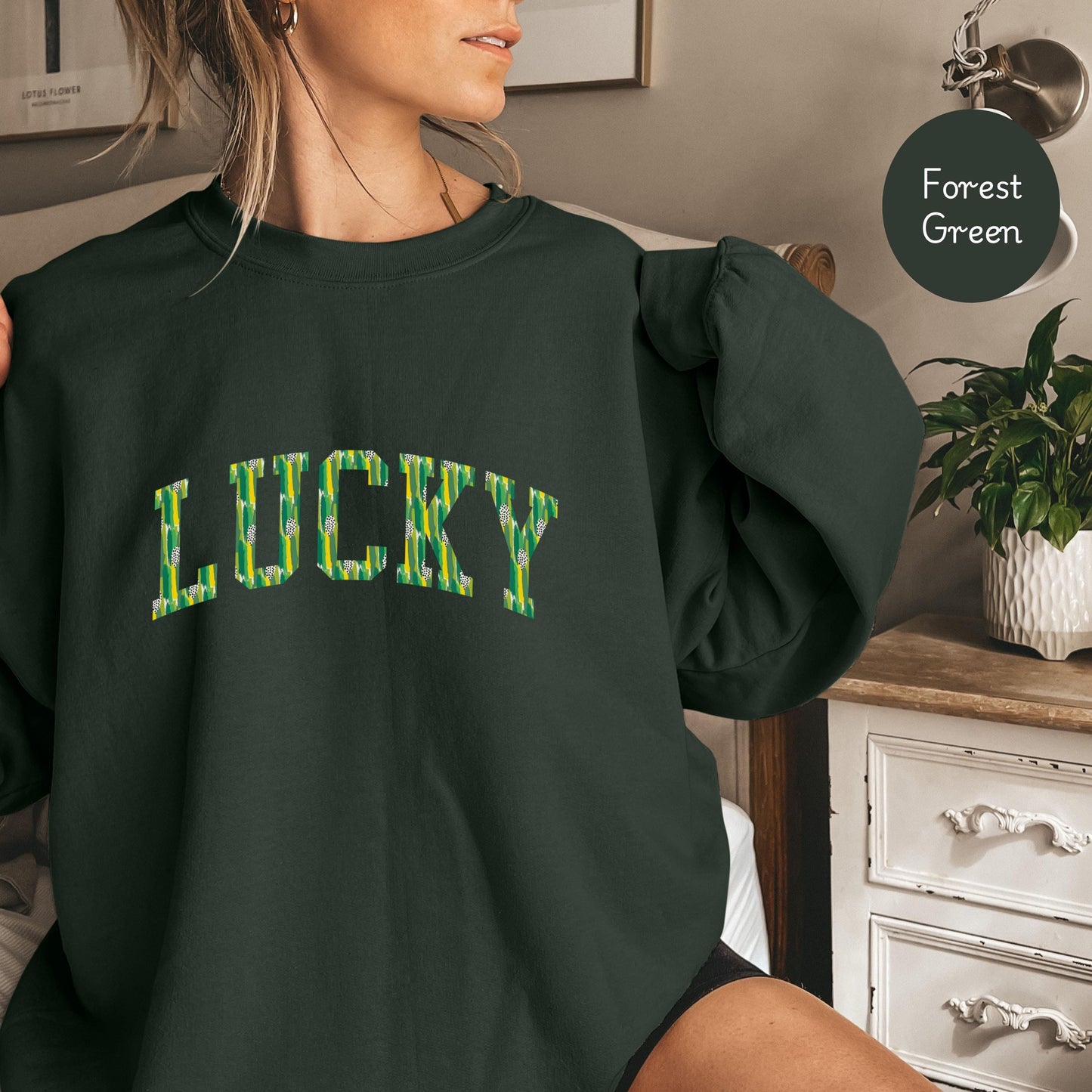Lucky Sweatshirt, St Patricks Day Lucky Sweater, Irish Shamrock Sweatshirt, Saint Patricks Day Sweatshirt Women, St Patricks Hoodie