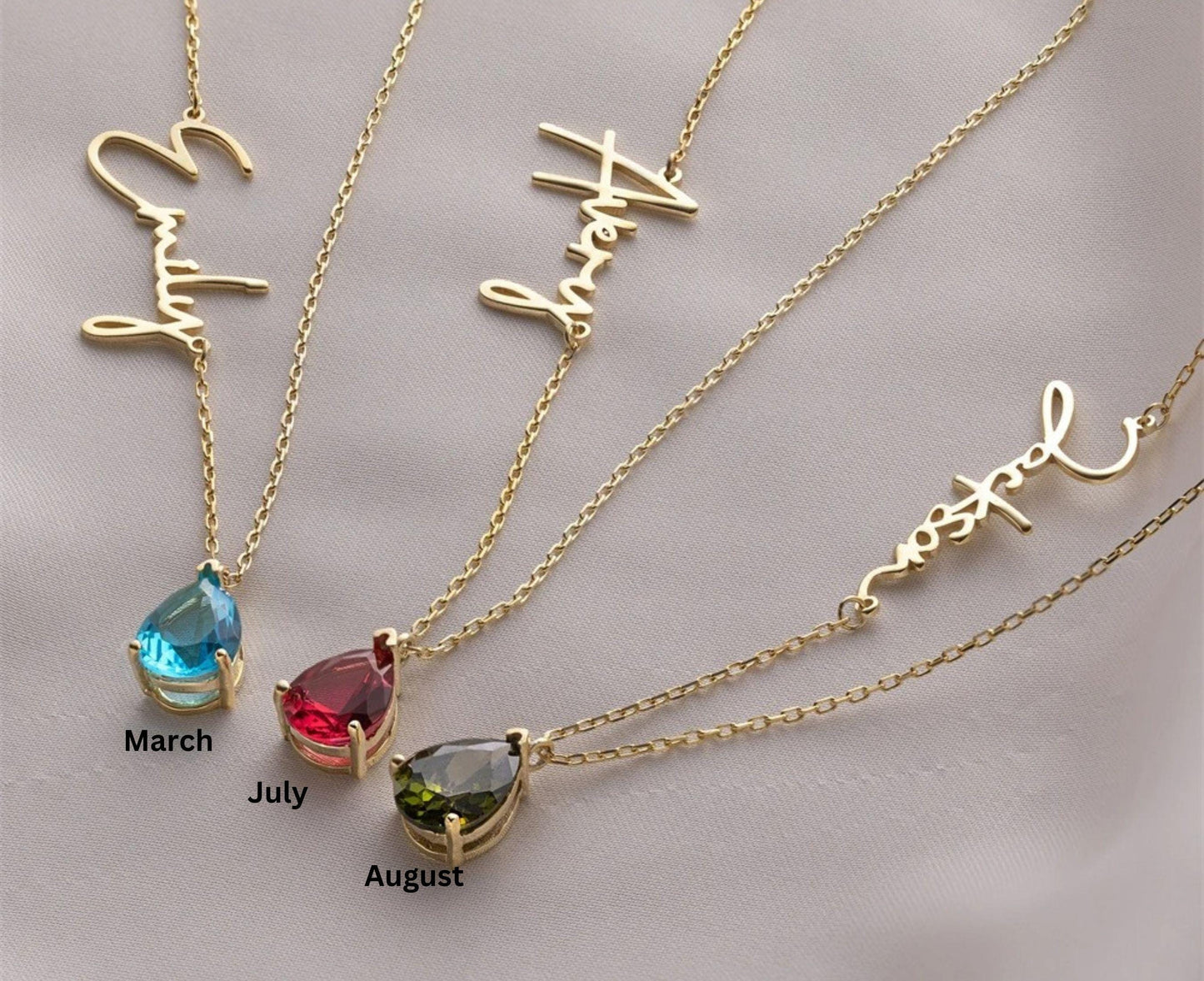 Custom minimalist birthstone necklace, personalized name necklace with birthstone, mothers day gift for mom custom, birth month necklace