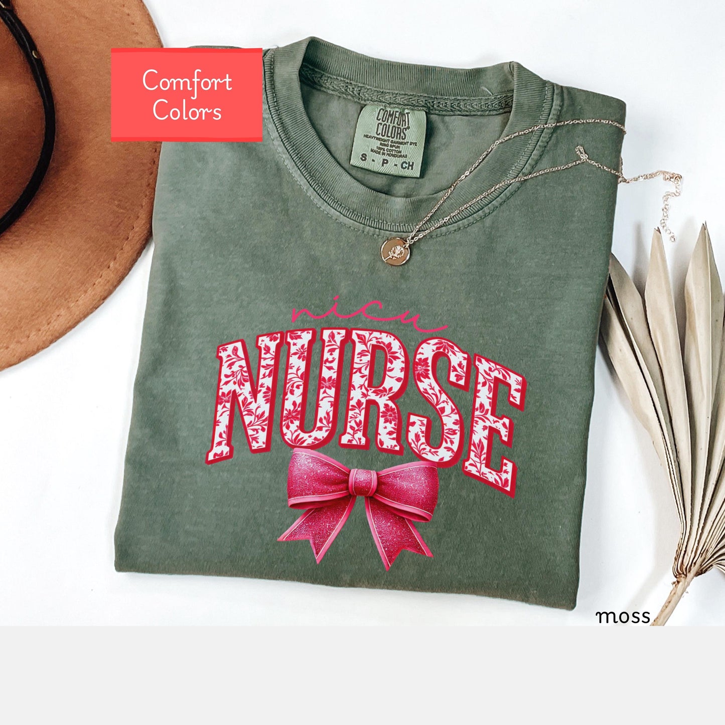 Coquette Comfort Colors Nicu Nurse Shirt, toile de jouy RN shirt,appreciation gift for nurse, Cute bow nursing school tshirt, Nurse graduate