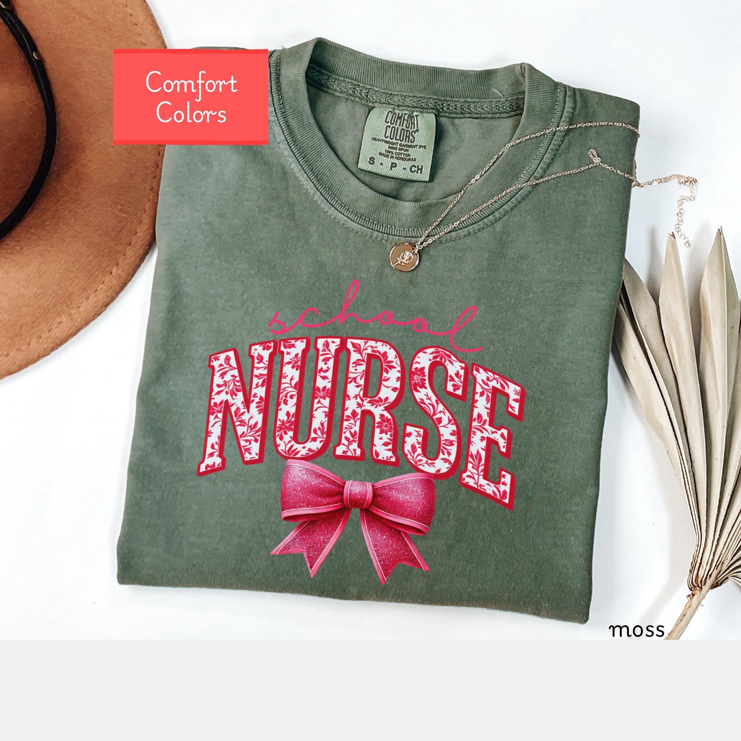 Coquette Comfort Colors School Nurse Shirt, toile de jouy RN shirt,appreciation gift nurse, Cute bow nursing school shirt, nurse graduate