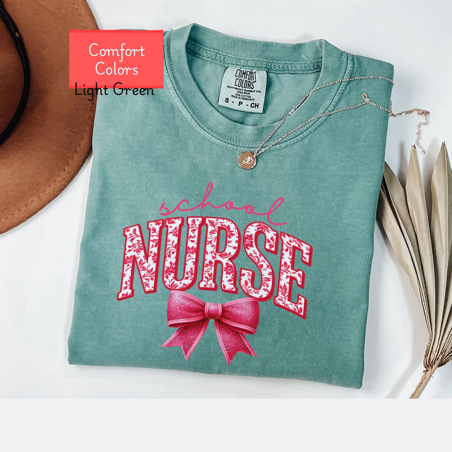 Coquette Comfort Colors School Nurse Shirt, toile de jouy RN shirt,appreciation gift nurse, Cute bow nursing school shirt, nurse graduate