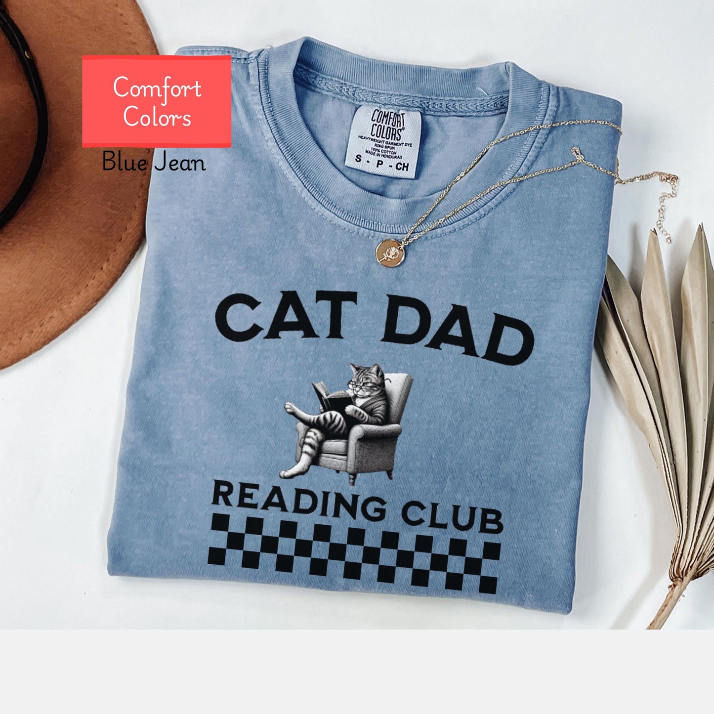 Funny cat dad reading shirt, comfort colors cat daddy Shirt, reader gift for bookworm, bookish cat lover gift , book lover reading tee