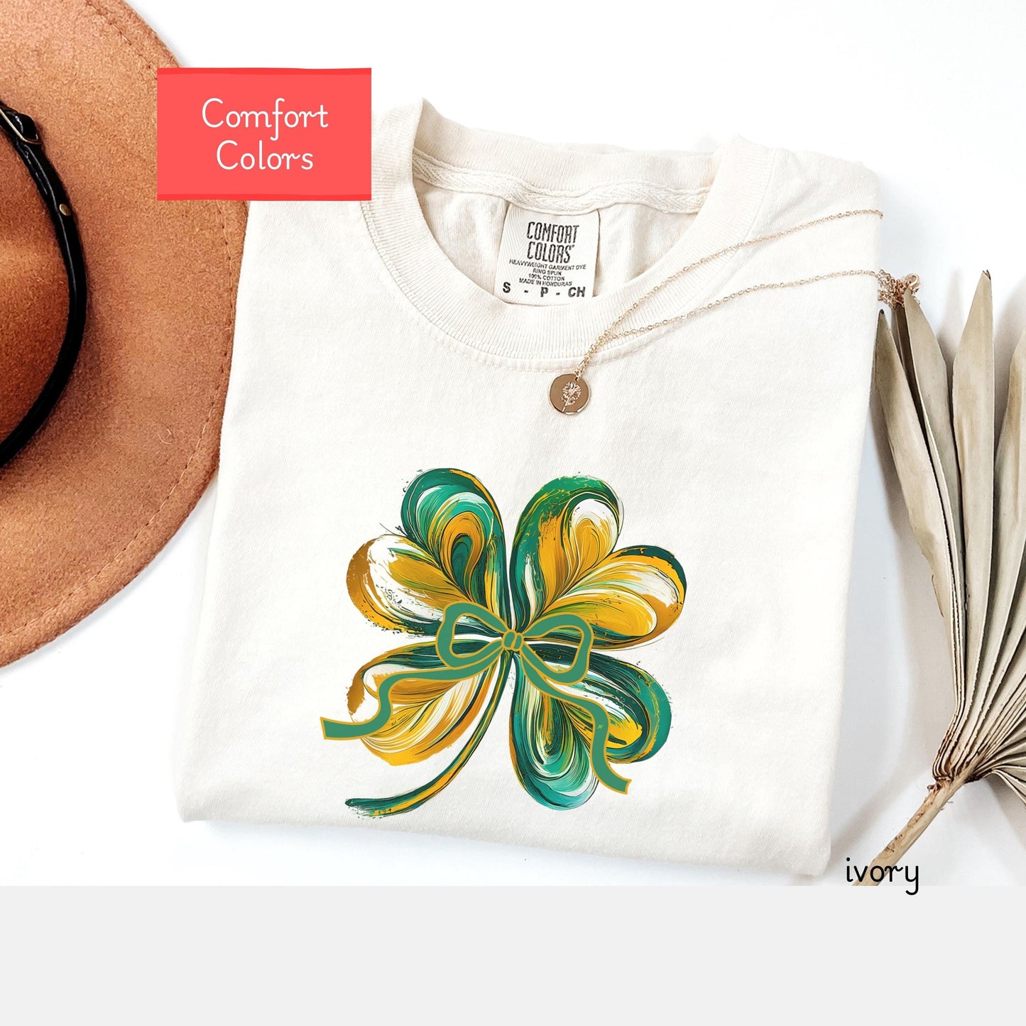 Comfort colors shamrock shirt, Coquette bow St Patricks day tshirt, shamrock tshirt gift st paddys, cute brush stroke bow shirt gift for her