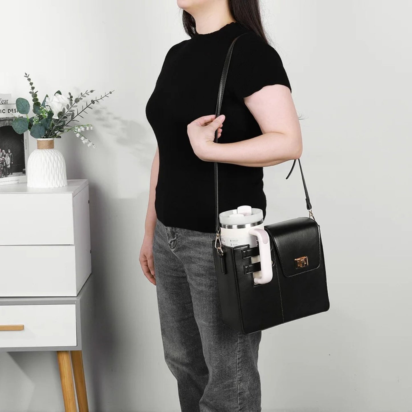 Water cup bag with strap, Crossbody tumbler bag, portable outdoor purse for tumbler, large capacity tumbler purse, tumbler accessory bag