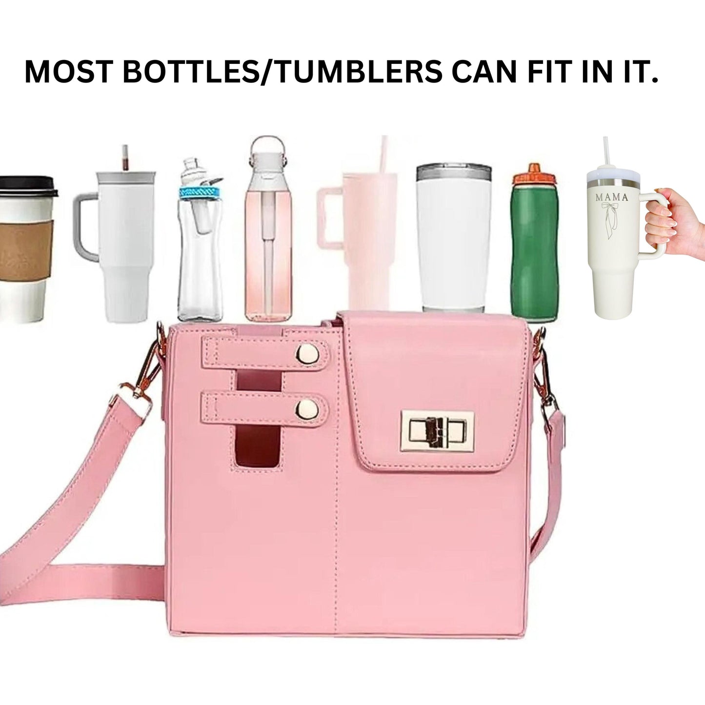 Custom tumbler bag, personalized laser engraved crossbody tumbler purse, tumbler holder with name initial, tumbler cup accessories gift mom