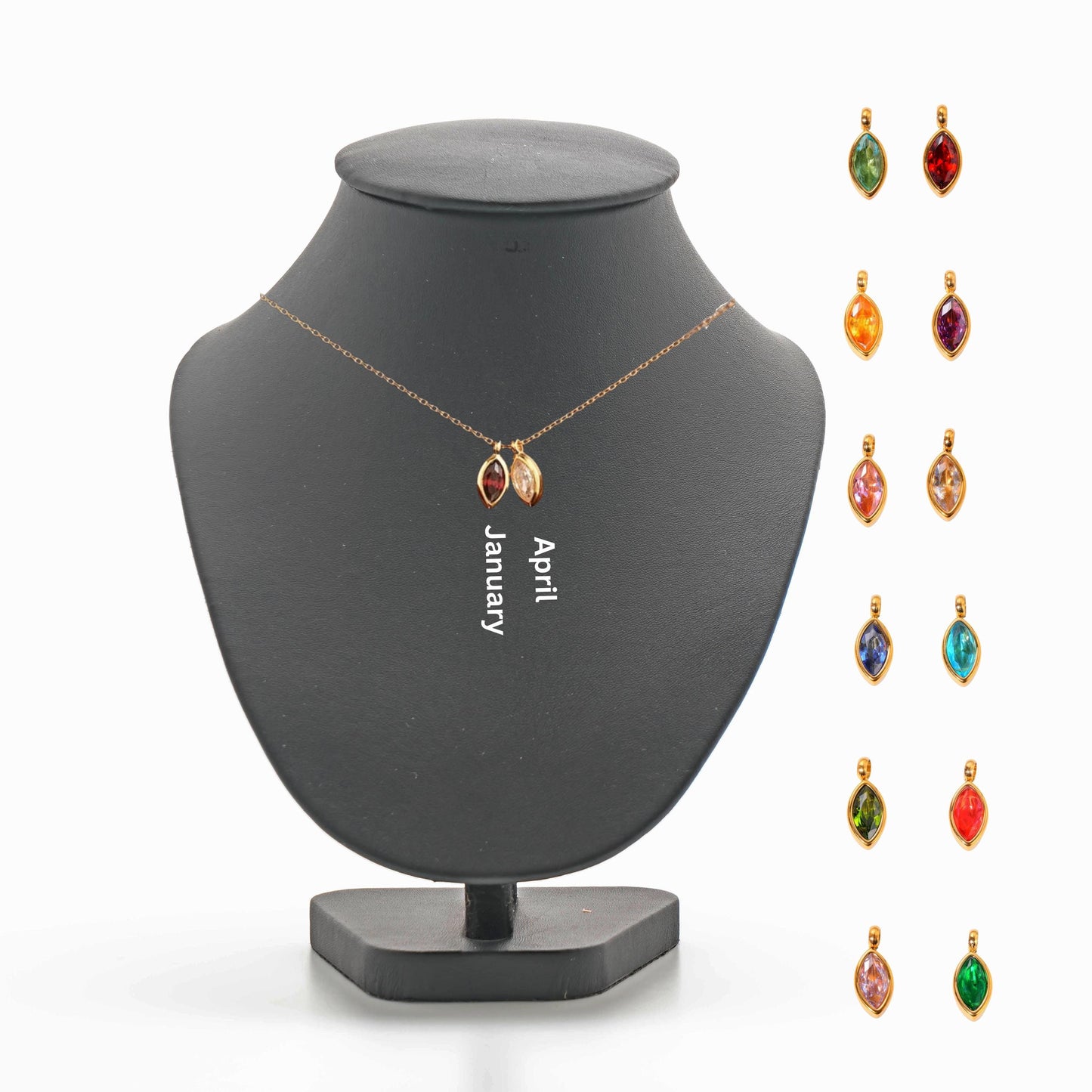 Custom Leaf Birthstone for Necklace, Birthday gift for mom girlfriend Grandma, Birth month Jewelry, Anniversary Wife Gift, Mothers Day Gift