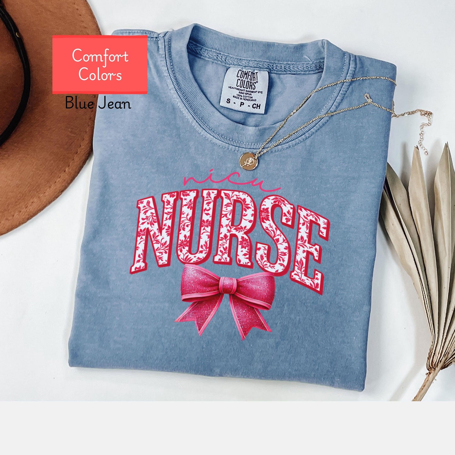 Coquette Comfort Colors Nicu Nurse Shirt, toile de jouy RN shirt,appreciation gift for nurse, Cute bow nursing school tshirt, Nurse graduate
