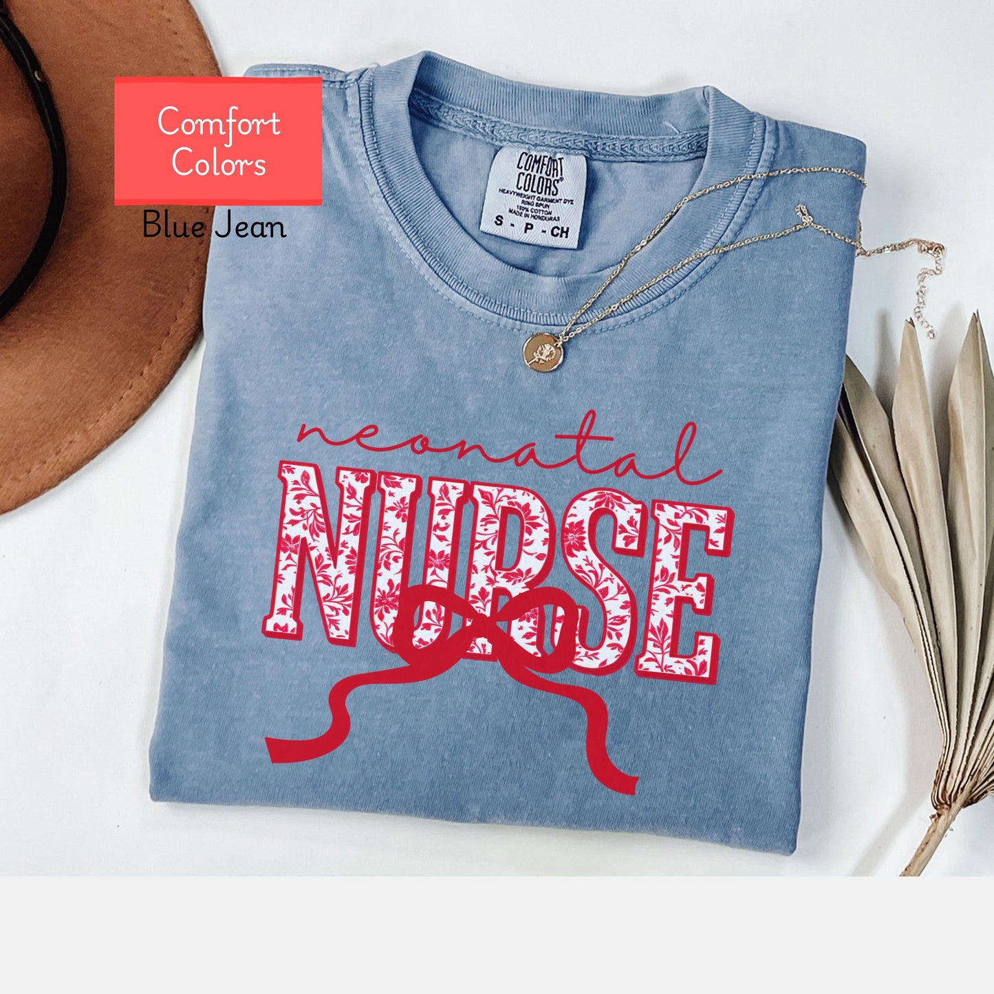 Coquette Comfort Colors neonatal nurse Shirt, toile de jouy RN shirt, appreciation gift for neonatal nurse, nursing school cute bow tshirt