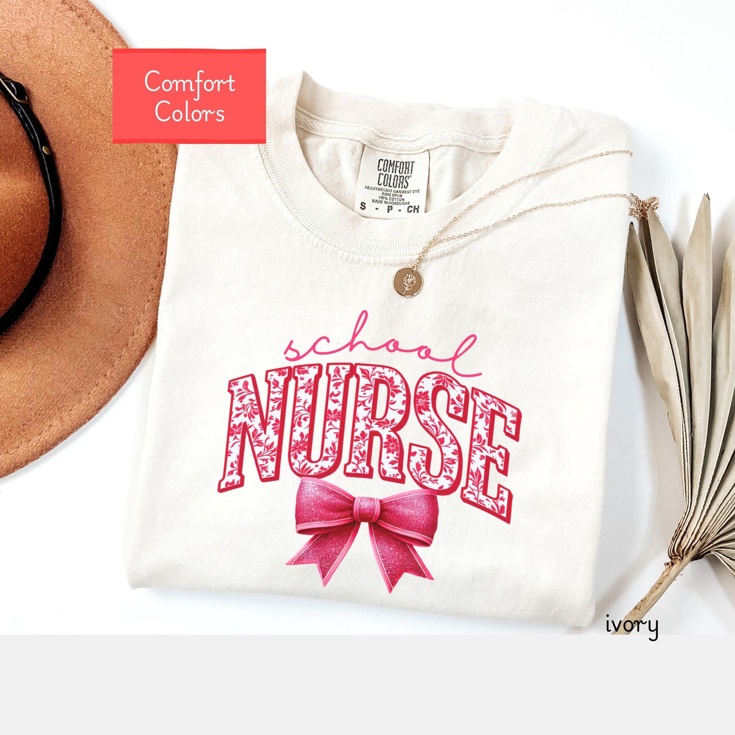 Coquette Comfort Colors School Nurse Shirt, toile de jouy RN shirt,appreciation gift nurse, Cute bow nursing school shirt, nurse graduate