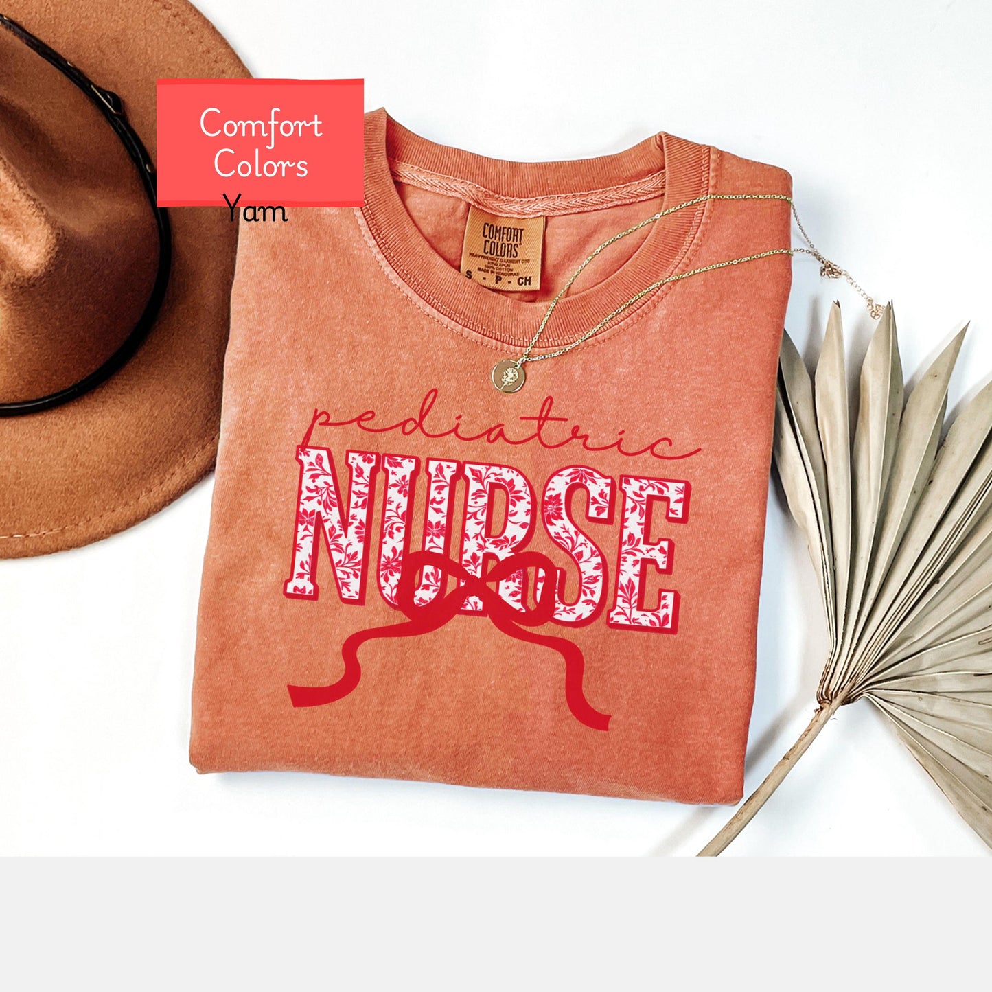 Coquette Comfort Colors pediatric nurse shirt, toile de jouy RN shirt, appreciation gift for pediatric nurse, nursing school cute bow tshirt