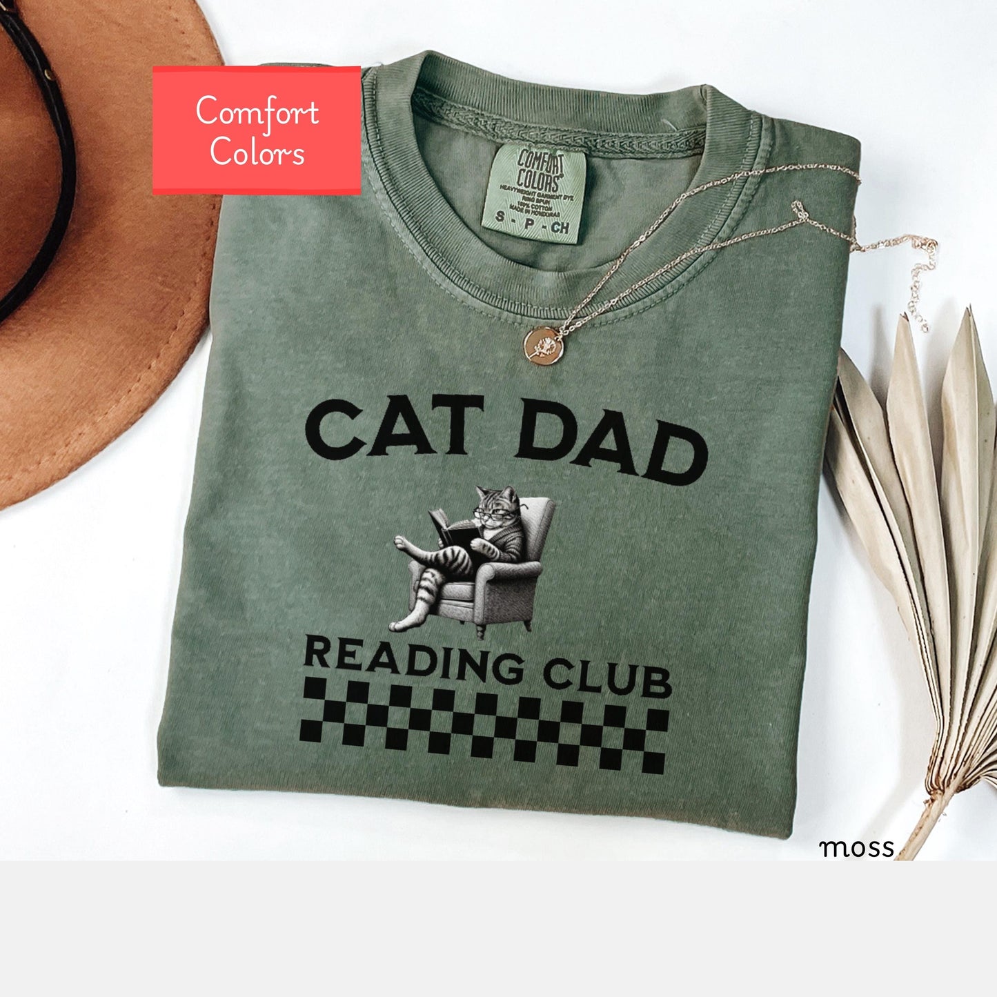 Funny cat dad reading shirt, comfort colors cat daddy Shirt, reader gift for bookworm, bookish cat lover gift , book lover reading tee