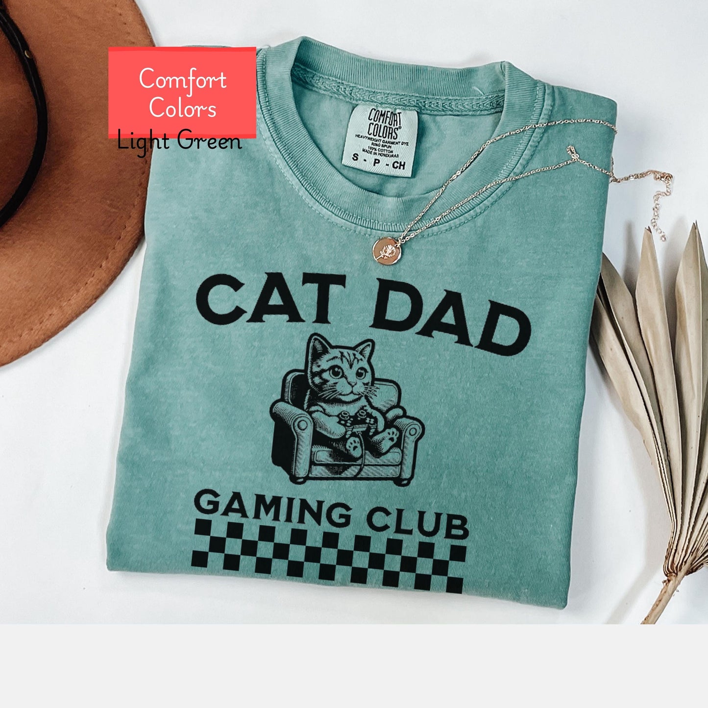 Comfort Colors gamer cat dad shirt, gaming cat daddy Shirt, funny gamer tee, gift for gaming boyfriend, cat lover gift birthday, gaming tee
