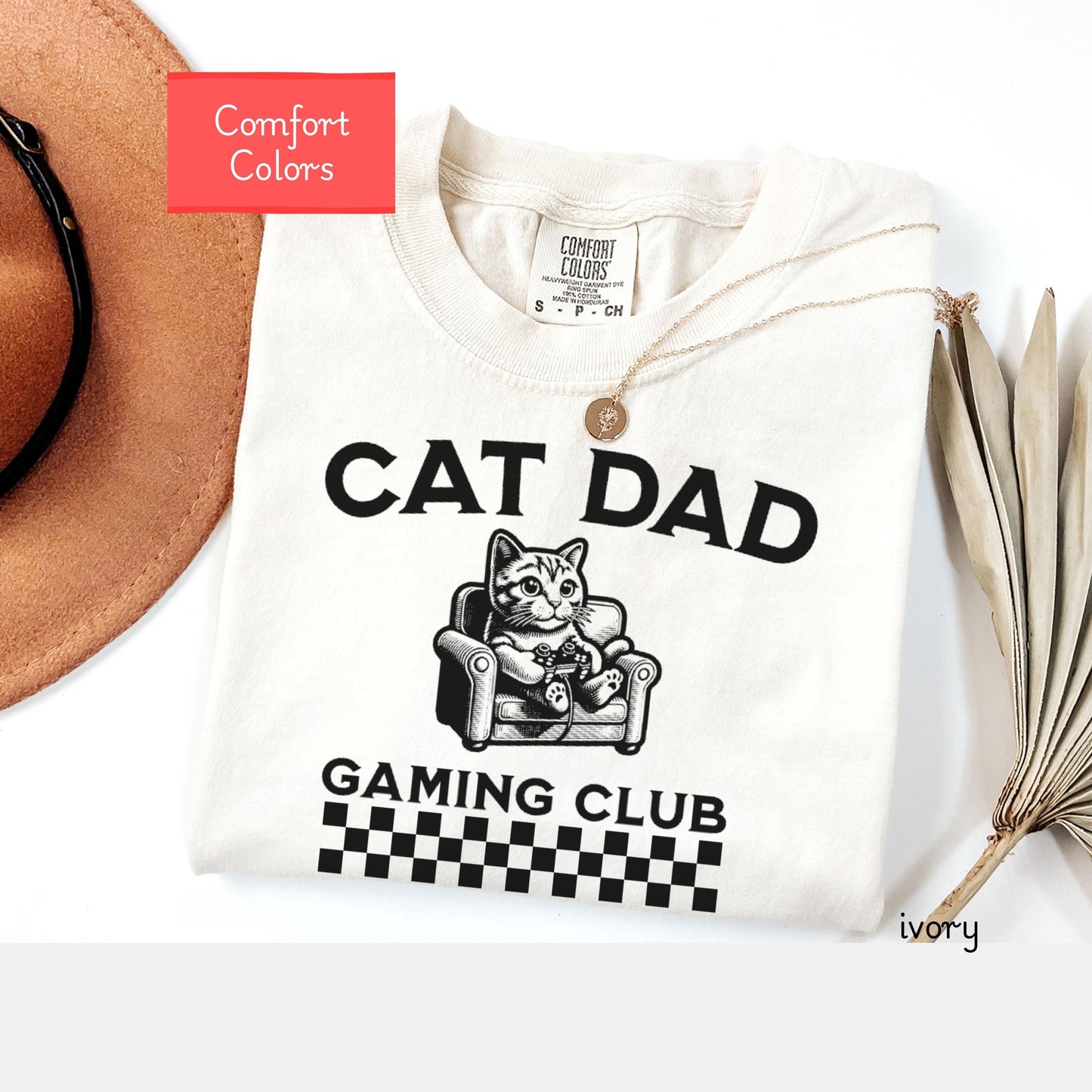 Comfort Colors gamer cat dad shirt, gaming cat daddy Shirt, funny gamer tee, gift for gaming boyfriend, cat lover gift birthday, gaming tee