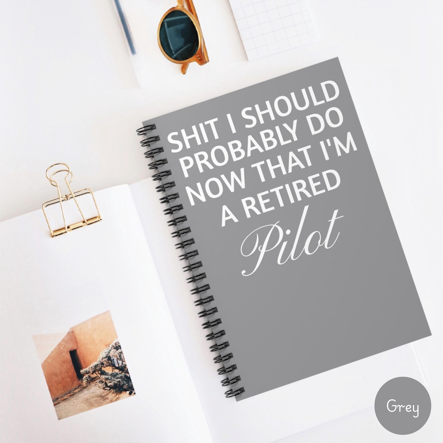 Retired Pilot Spiral Notebook, Gift for Aviation Lovers, Journal for Travel Memories, Pilot Retirement Gift, Funny Notebook pilot