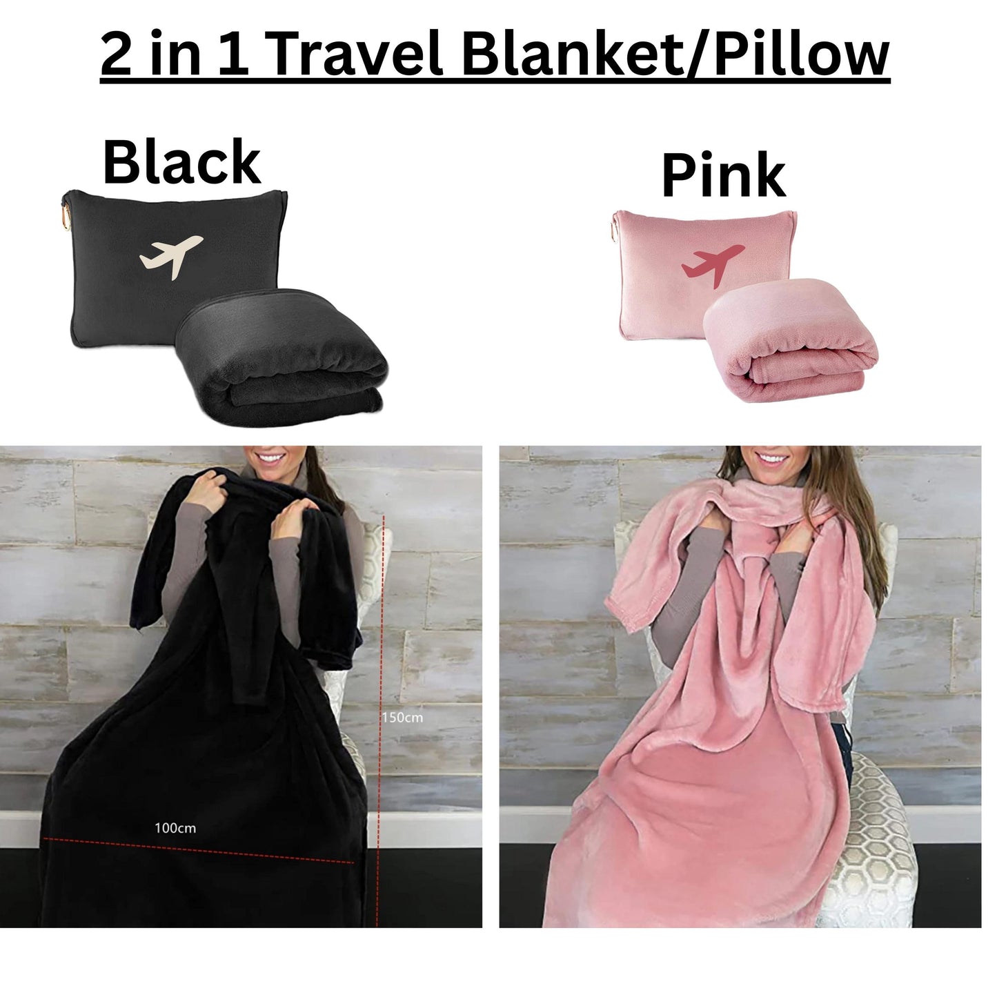Travel Gift Box Set, Long flights Comfort Traveling Essentials, Airplane Neck Pillow with hoodie, Full time traveler blanket gift for her