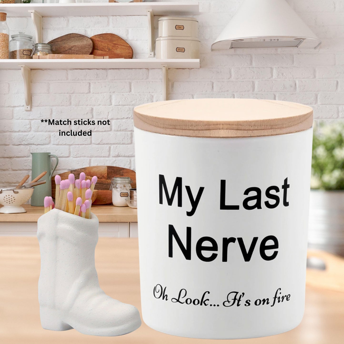 Custom Last Nerve Candle, Funny Soy Candle & Match Holder Set, Personalized Lavender Scented Candle for Mom, Best Friend Birthday Gift