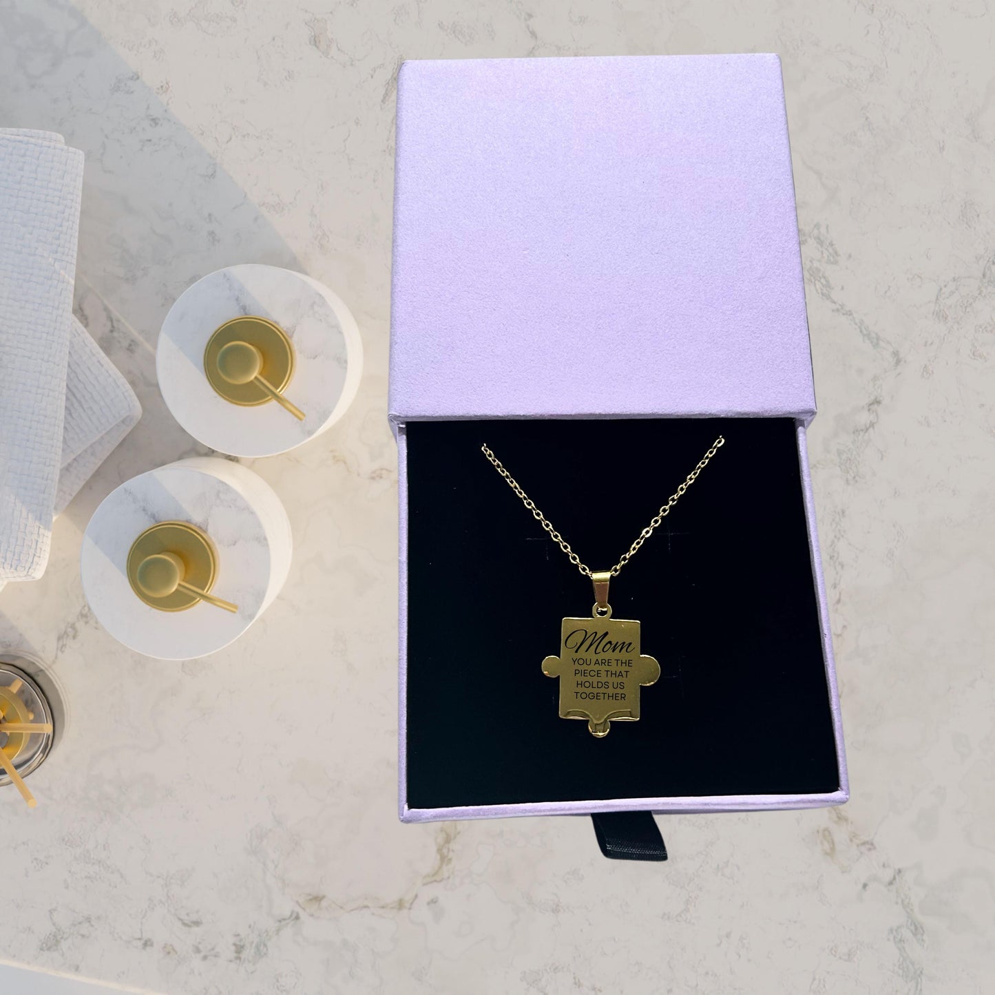 Mom puzzle necklace, mothers day gift mom, you are the Piece that holds us together, bonus mom necklace, grandma necklace with jewelry box