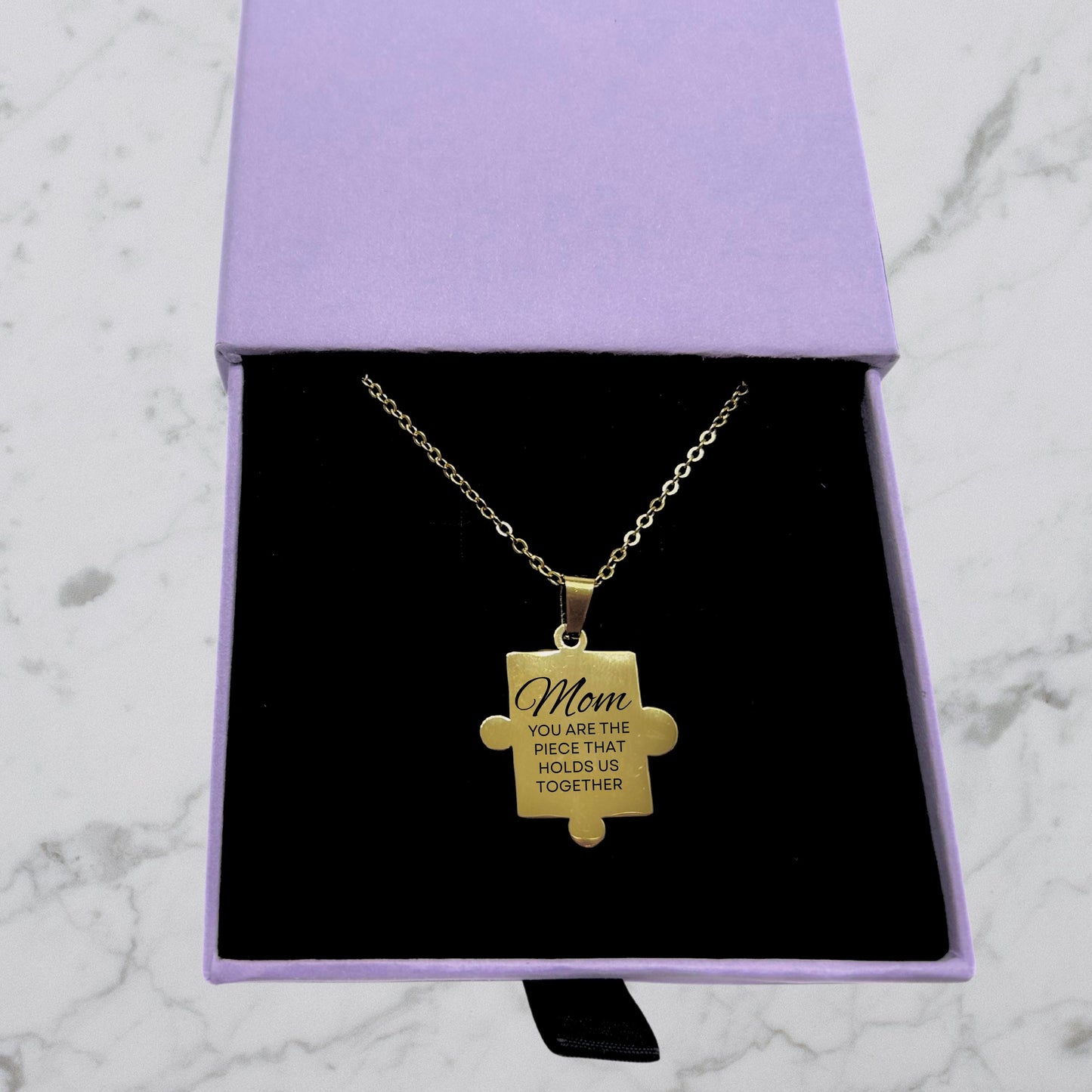 Mom puzzle necklace, mothers day gift mom, you are the Piece that holds us together, bonus mom necklace, grandma necklace with jewelry box