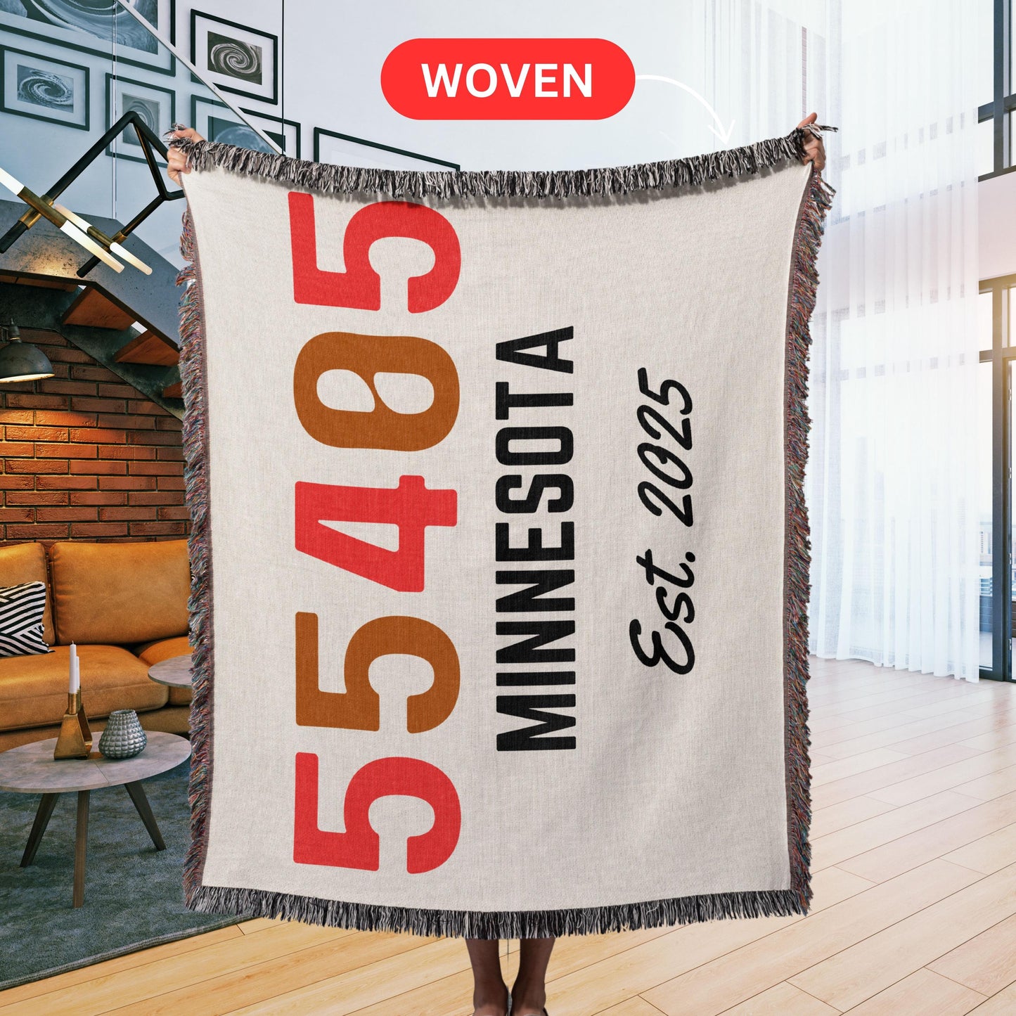 Custom new address blanket, homeowner woven blanket, personalized blanket for new zipcode, housewarming gift, realtor closing gift tapestry