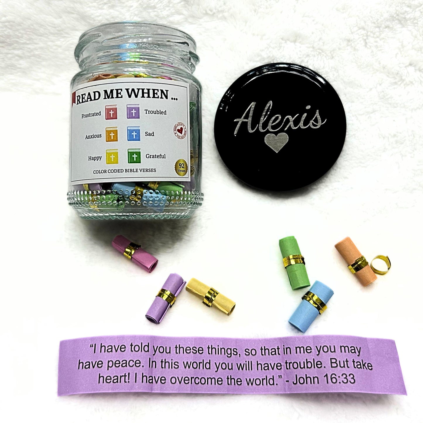 Bible Verse Jar, Read Me When Jar, Christian Affirmation Cards Gift, Color-Coded Bible Verse Jar, Personalized Faith Gifts, Religious Gift